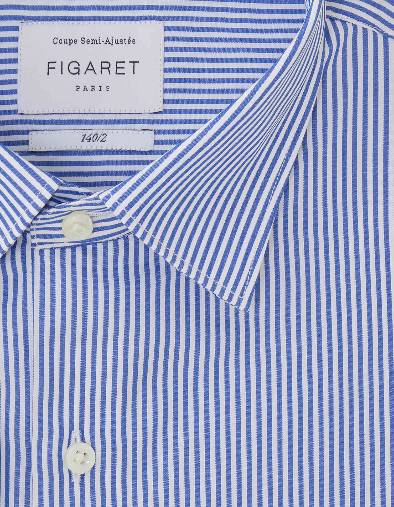 Semi-fitted Prestige navy striped shirt - Poplin - Figaret Collar#2