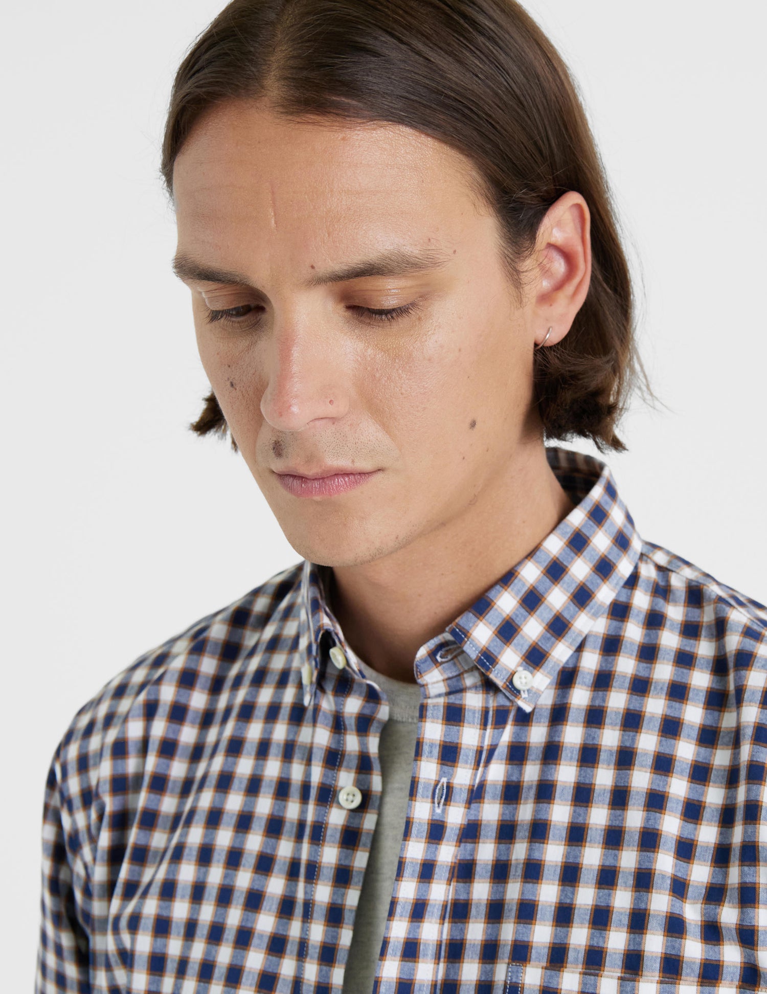 Gabriel shirt with navy checks - Oxford - American Collar#5
