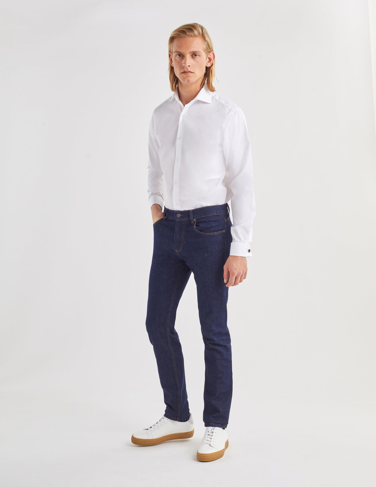 Semi-fitted white shirt - Poplin - Italian Collar - French Cuffs#5