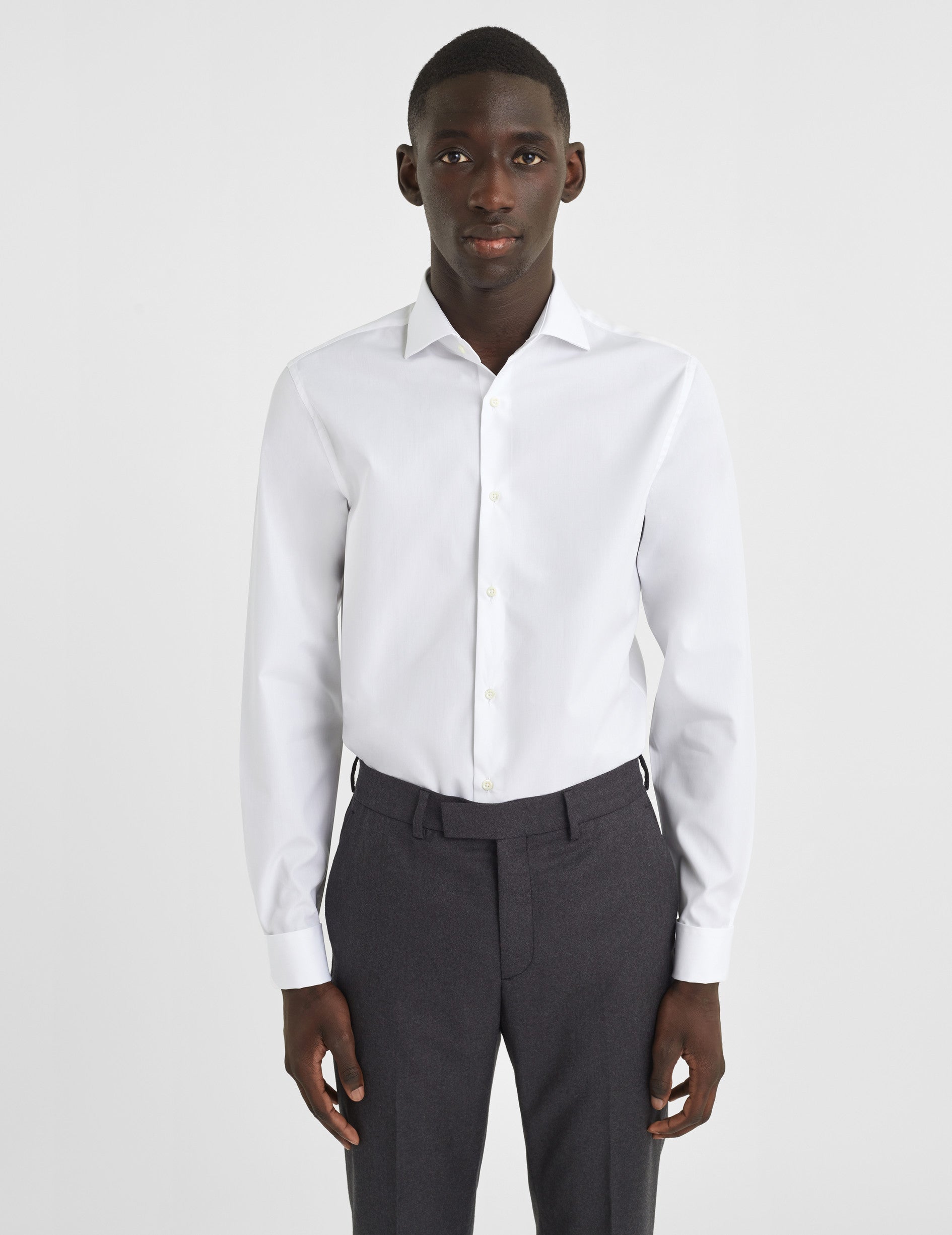 Fitted white shirt - Poplin - Italian Collar - French Cuffs