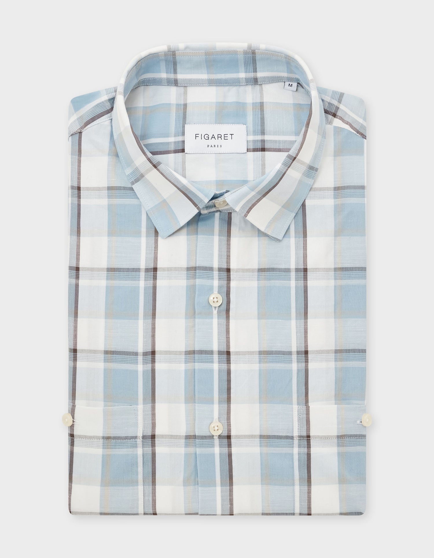 Leonard shirt with blue checks - Poplin - French Collar
