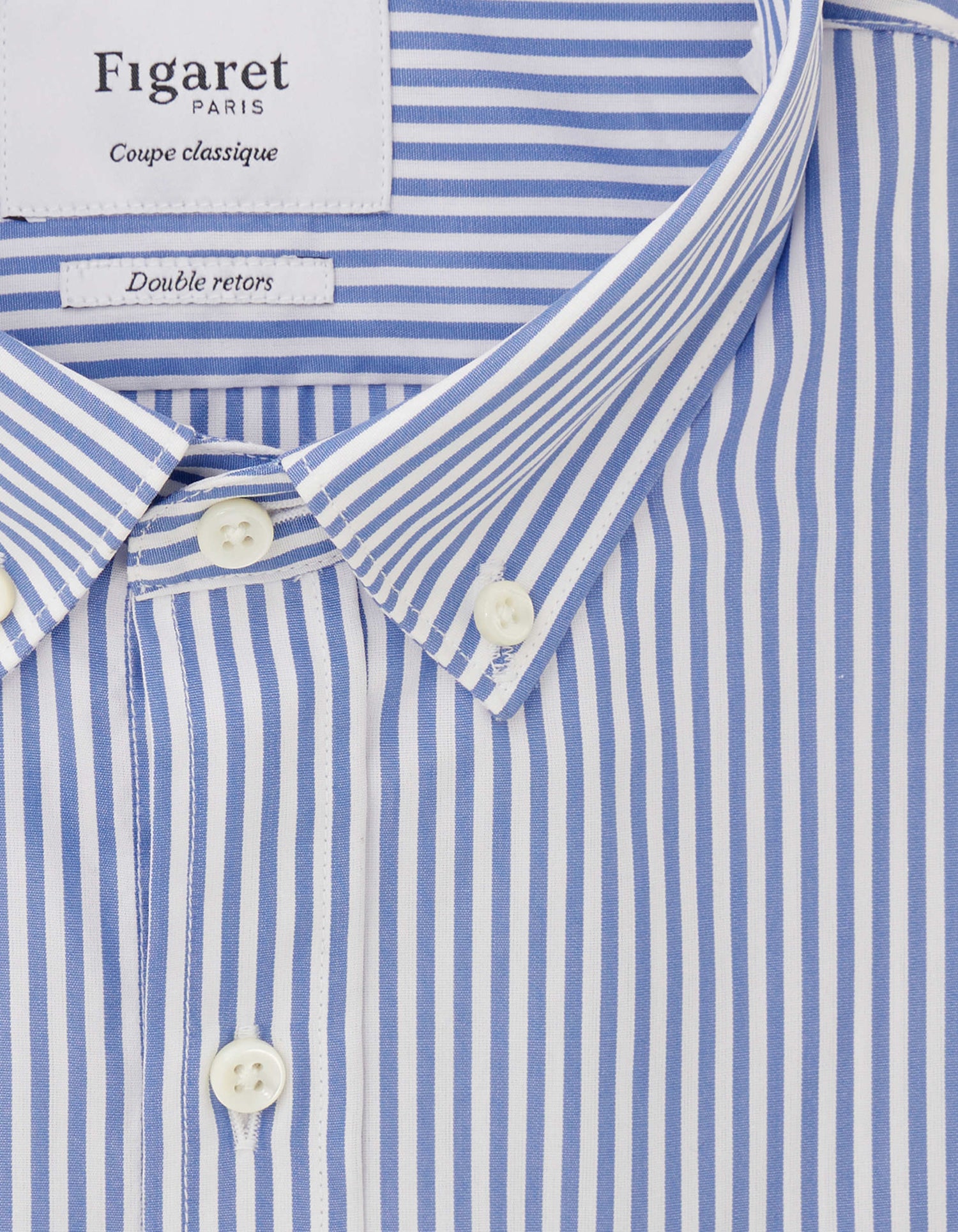 Classic blue striped short-sleeved shirt - Poplin - American Collar#2