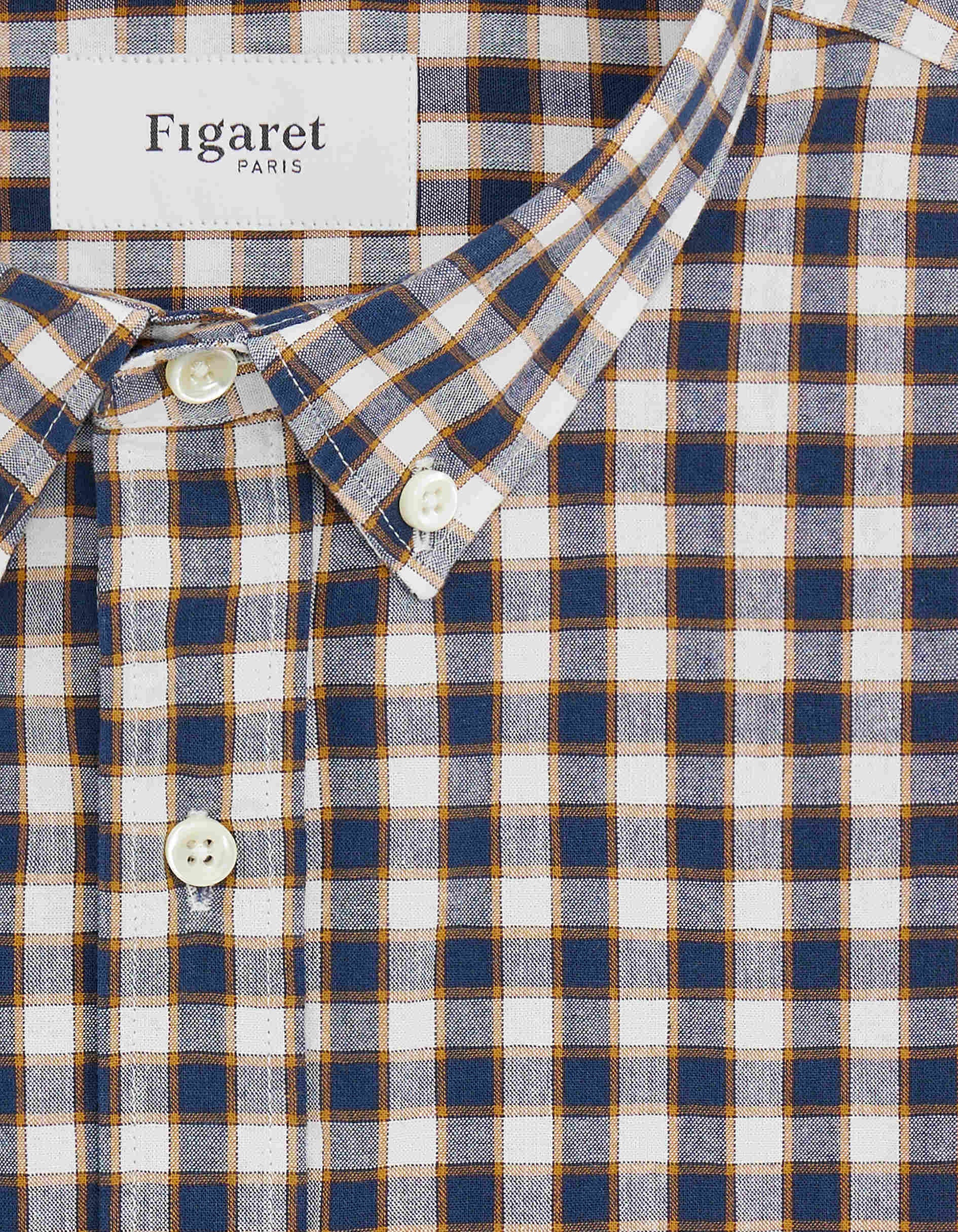 Gabriel shirt with navy checks - Oxford - American Collar