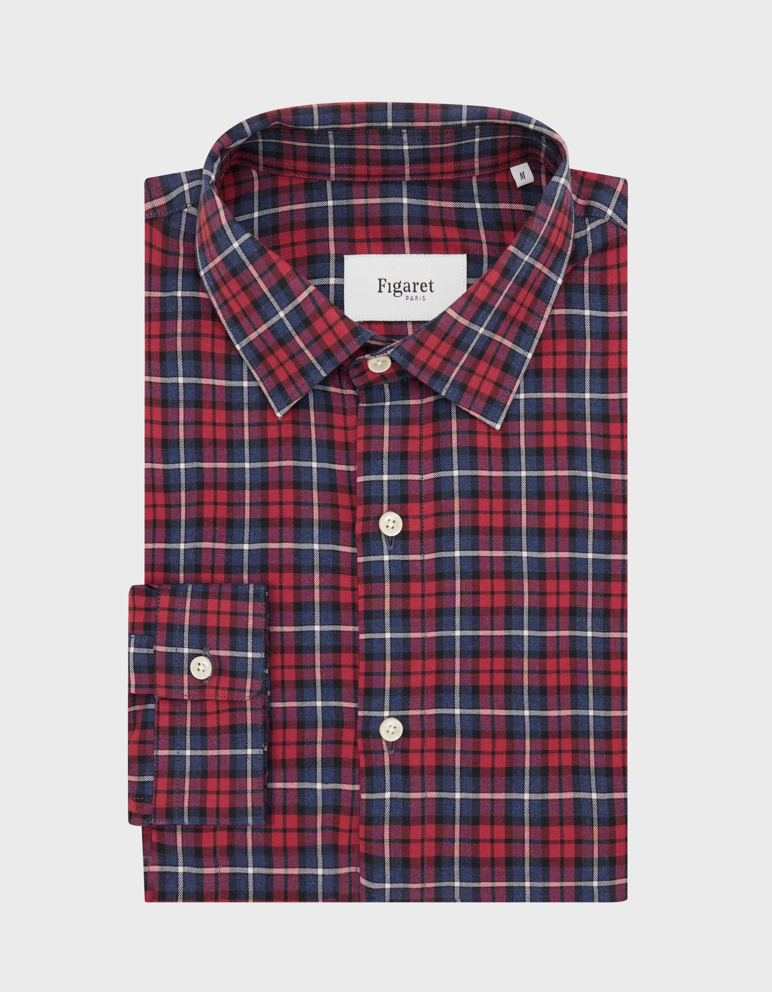 Auguste shirt with red checks - Twill - French Collar