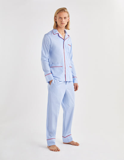 Blue poplin Louis pyjamas with "Je t'aime" embroidery