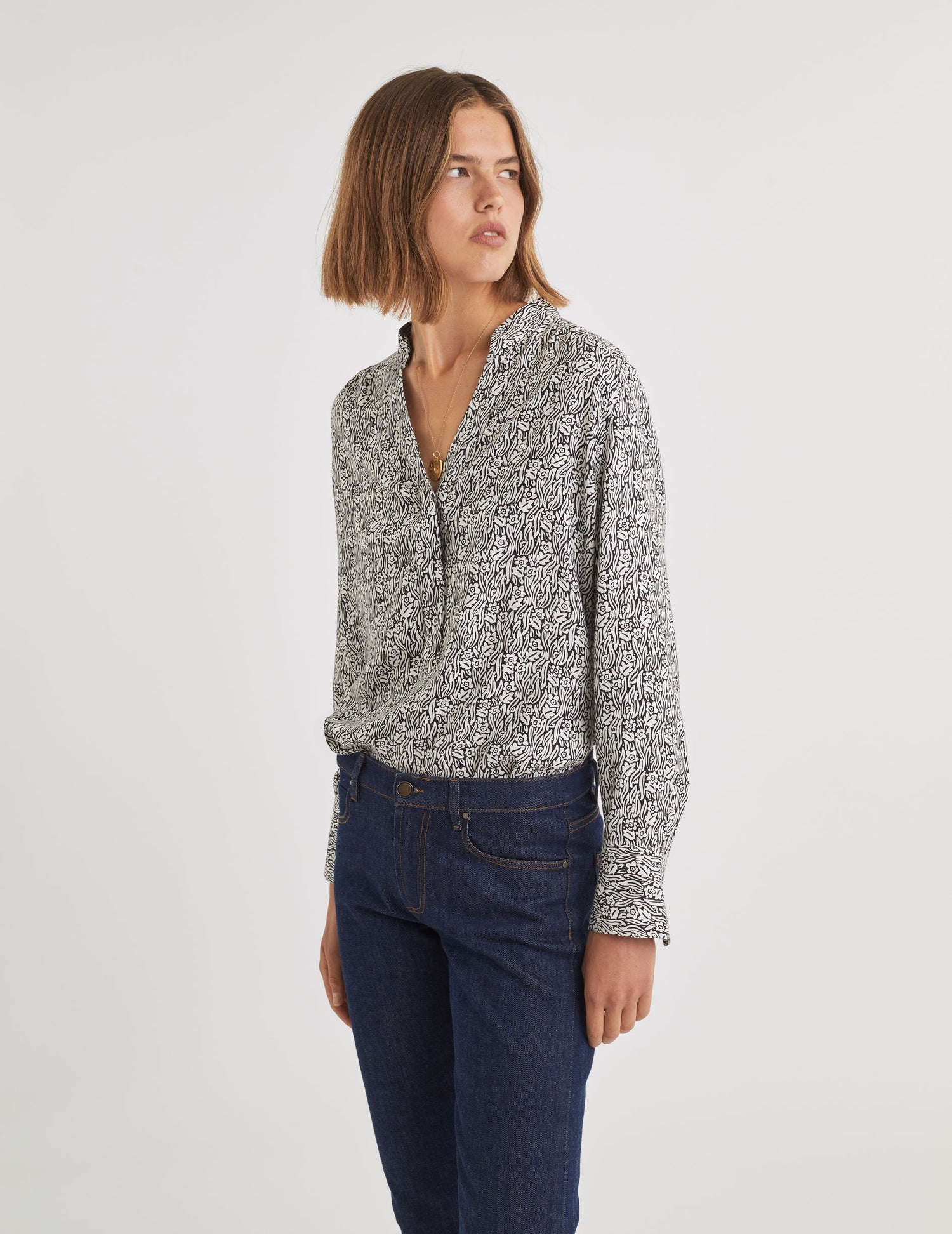 Blouse Sandra imprimé noir et blanc - Twill#2