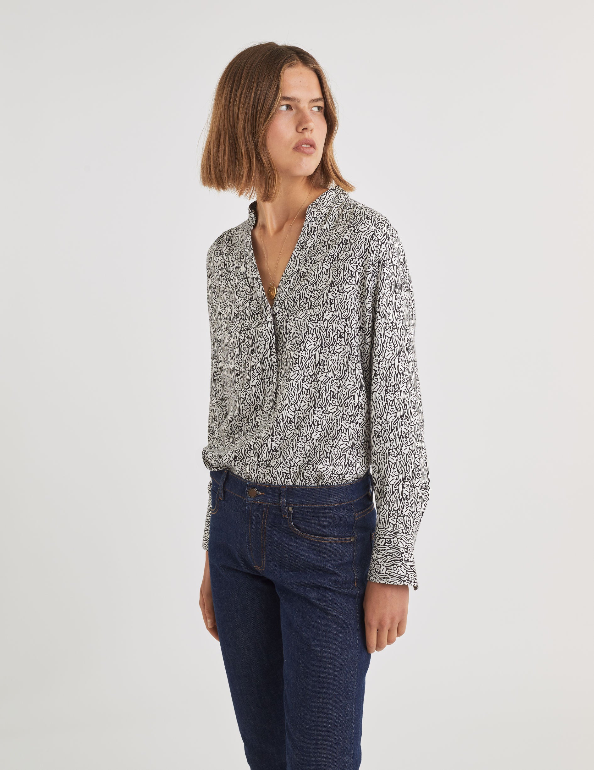 Blouse Sandra imprimé noir et blanc - Twill