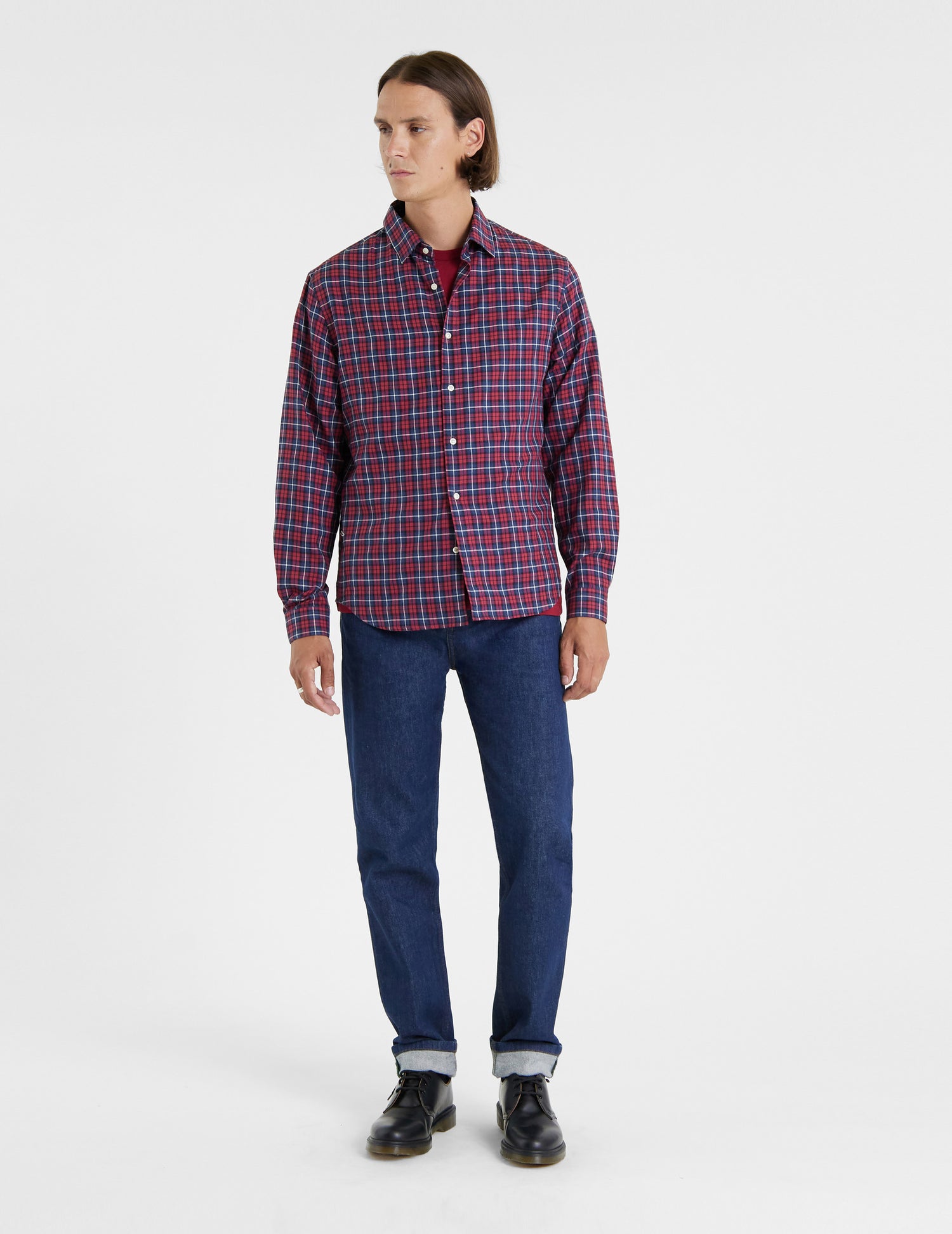 Auguste shirt with red checks - Twill - French Collar#3