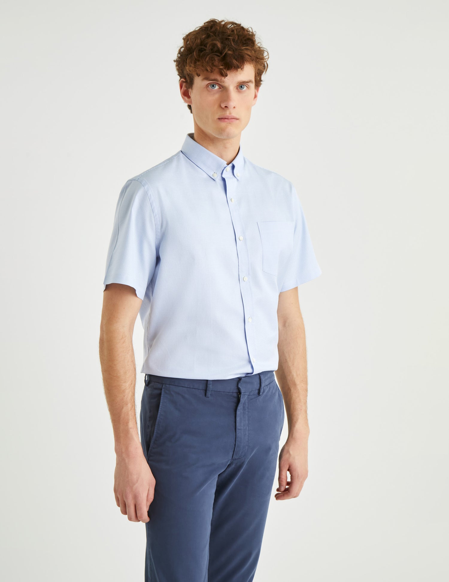 Classic shirt short sleeves blue - Shaped - American Collar#3