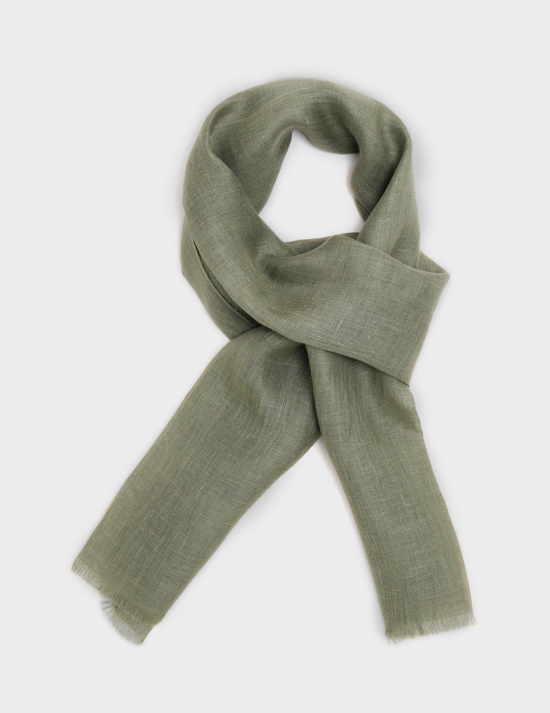 Khaki linen scarf