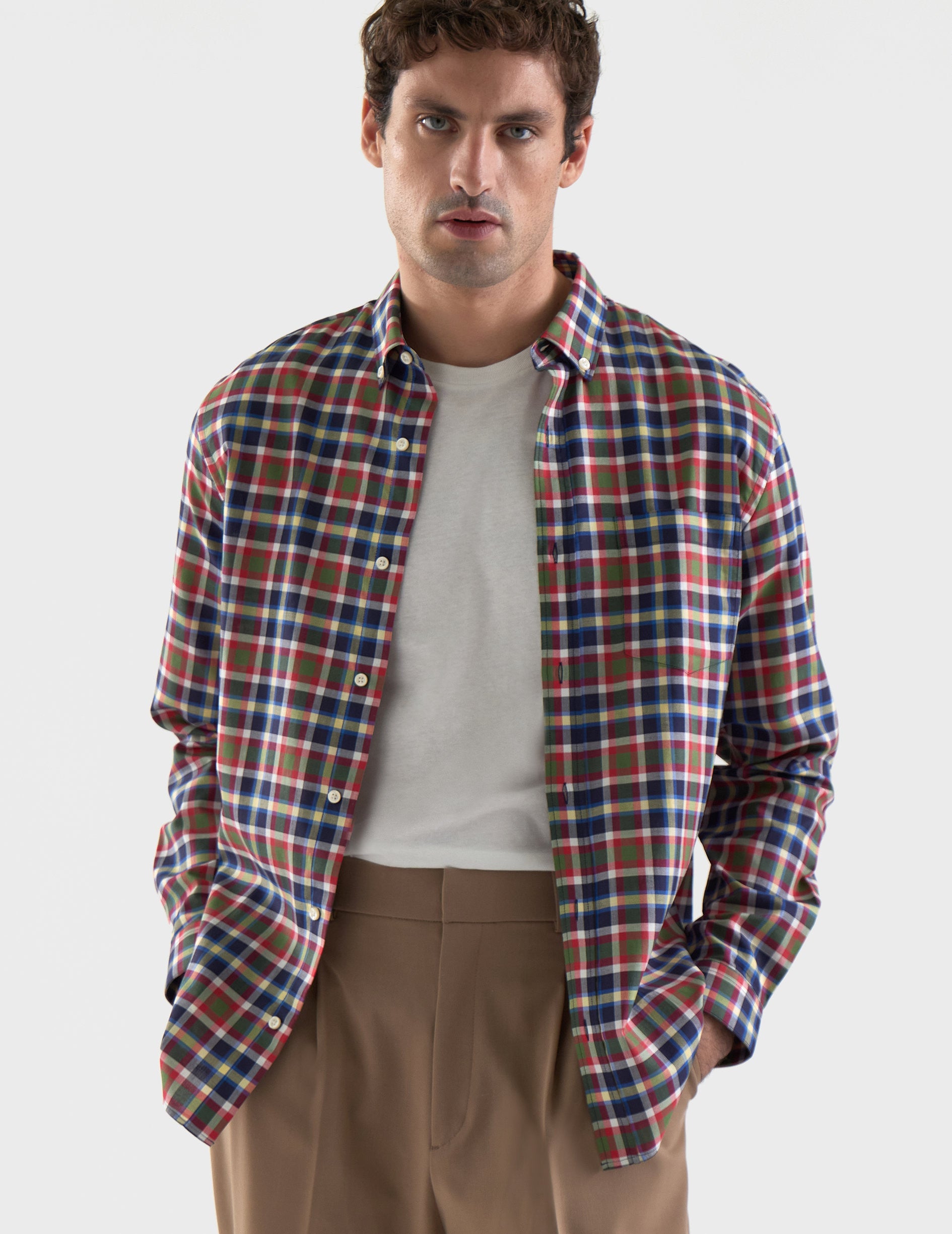 Chemise Gabriel à carreaux multicolores - Twill - Col Américain