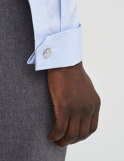 Semi-fitted blue striped shirt