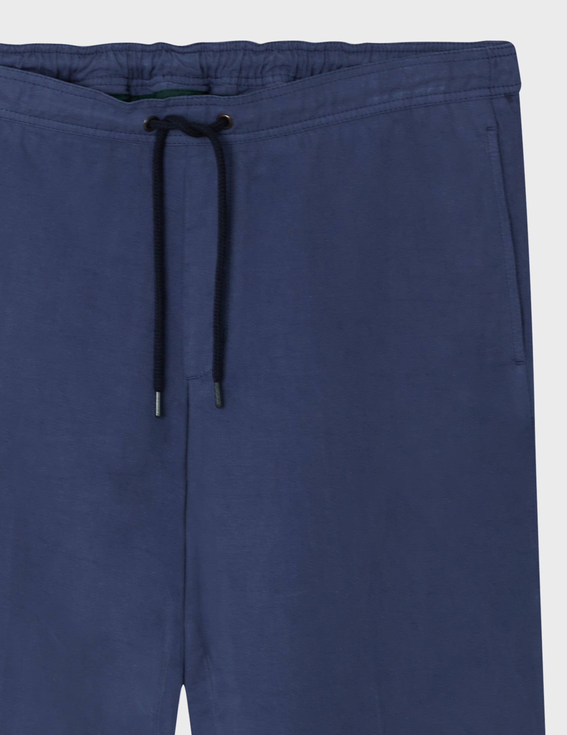 Pantalon Curtis élastiqué en coton et lin bleu