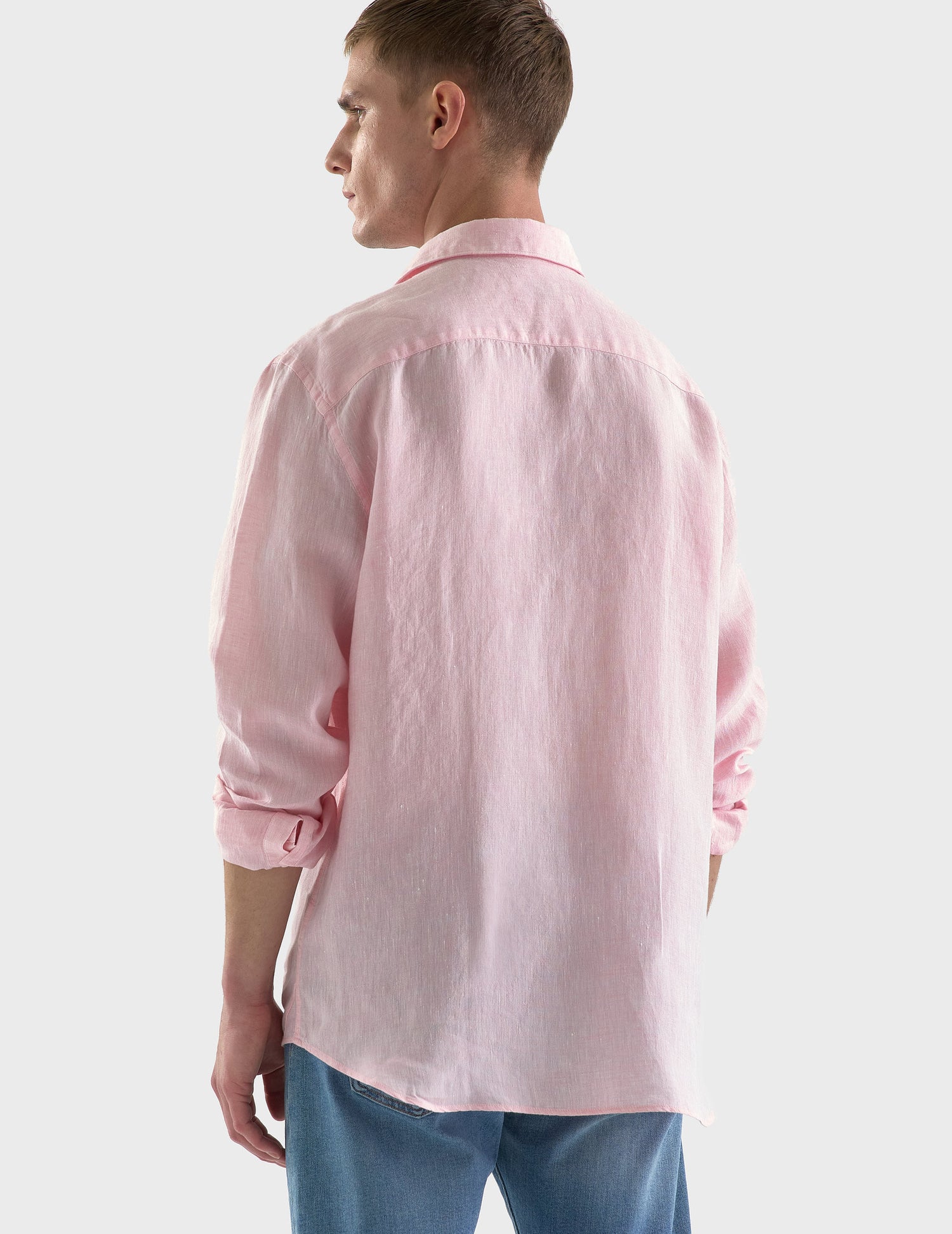 Auguste light pink linen shirt - Linen - French Collar#2
