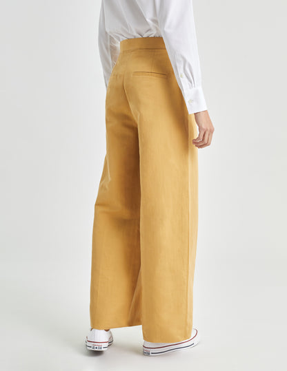 Sand linen and cotton Darlène pants