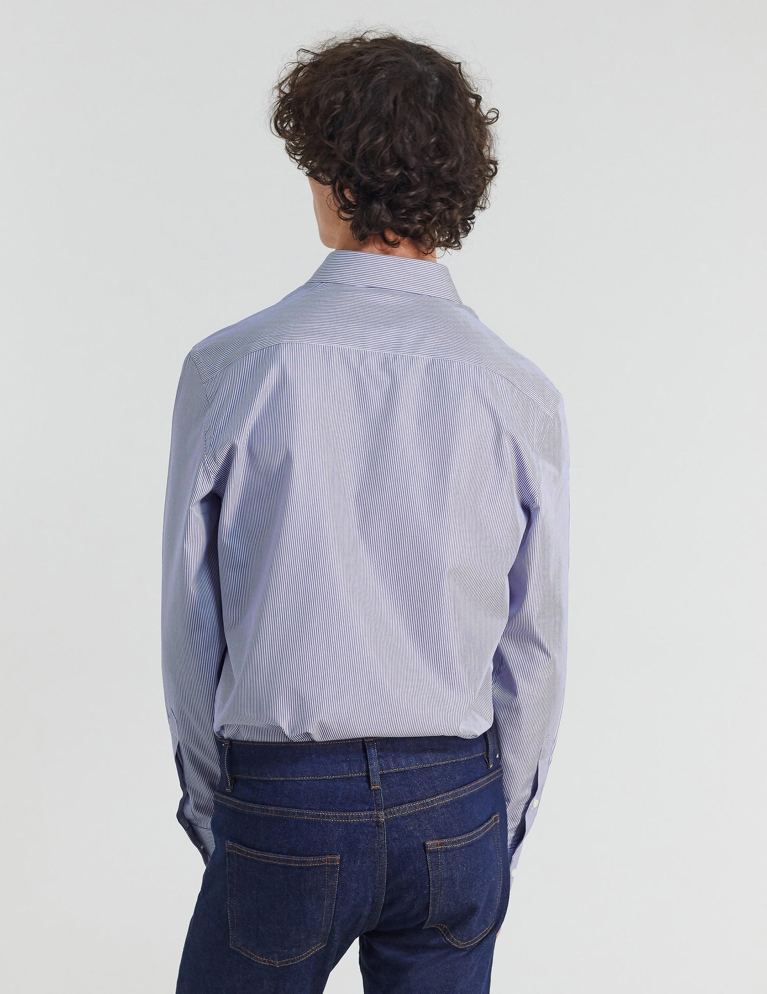 Semi-fitted striped blue shirt - Poplin - Italian Collar#4