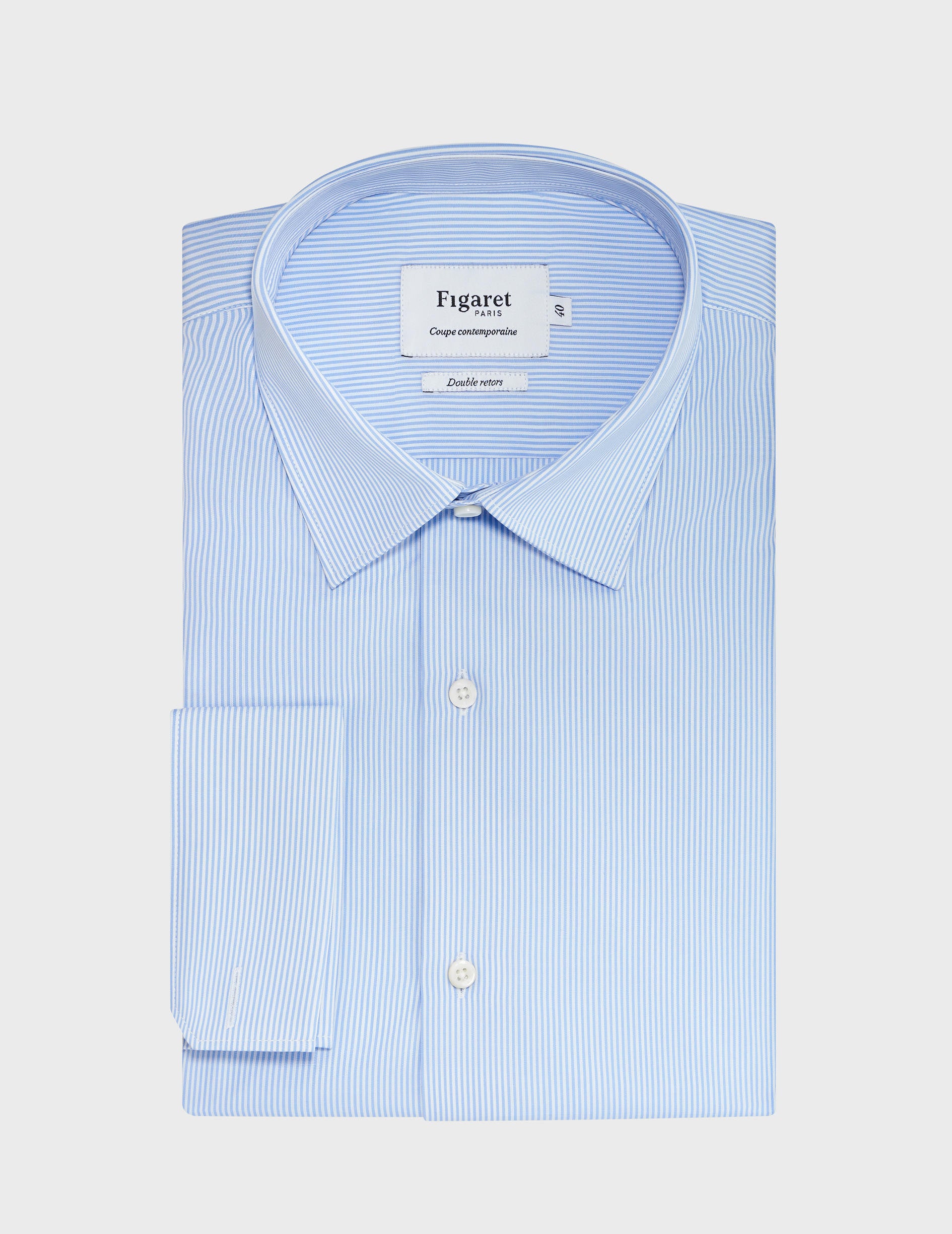 Semi-fitted blue striped shirt