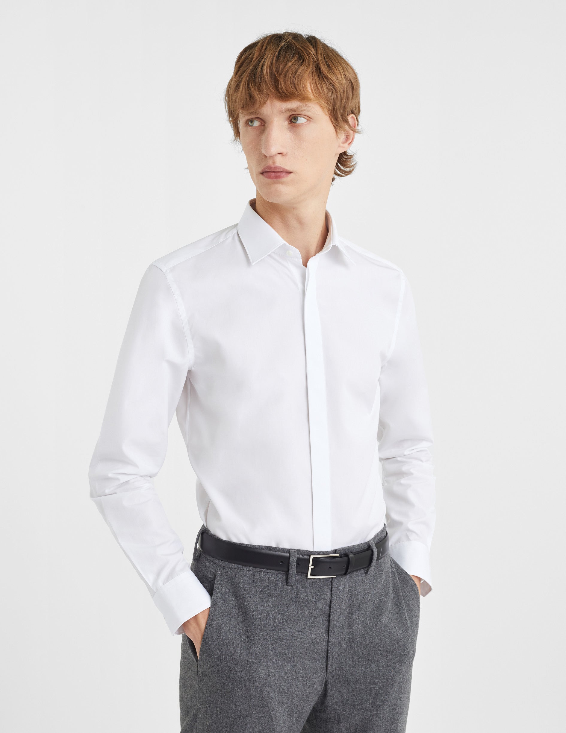 Fitted white shirt - Poplin - Figaret Collar