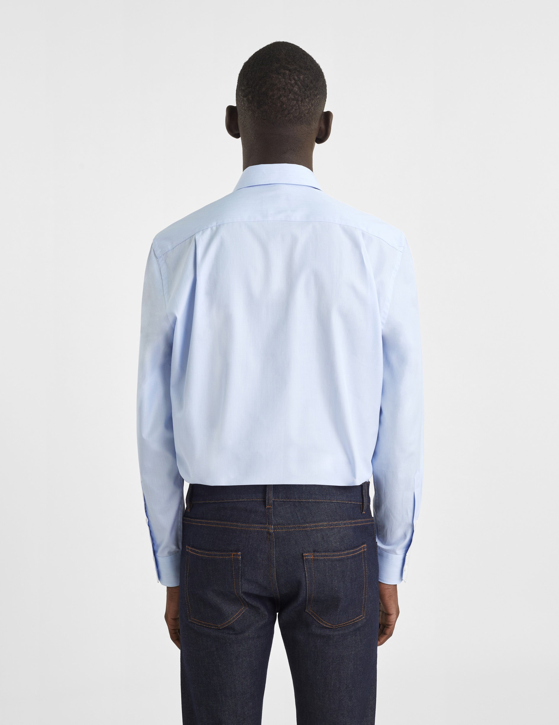 Classic blue striped shirt - Poplin - Figaret Collar