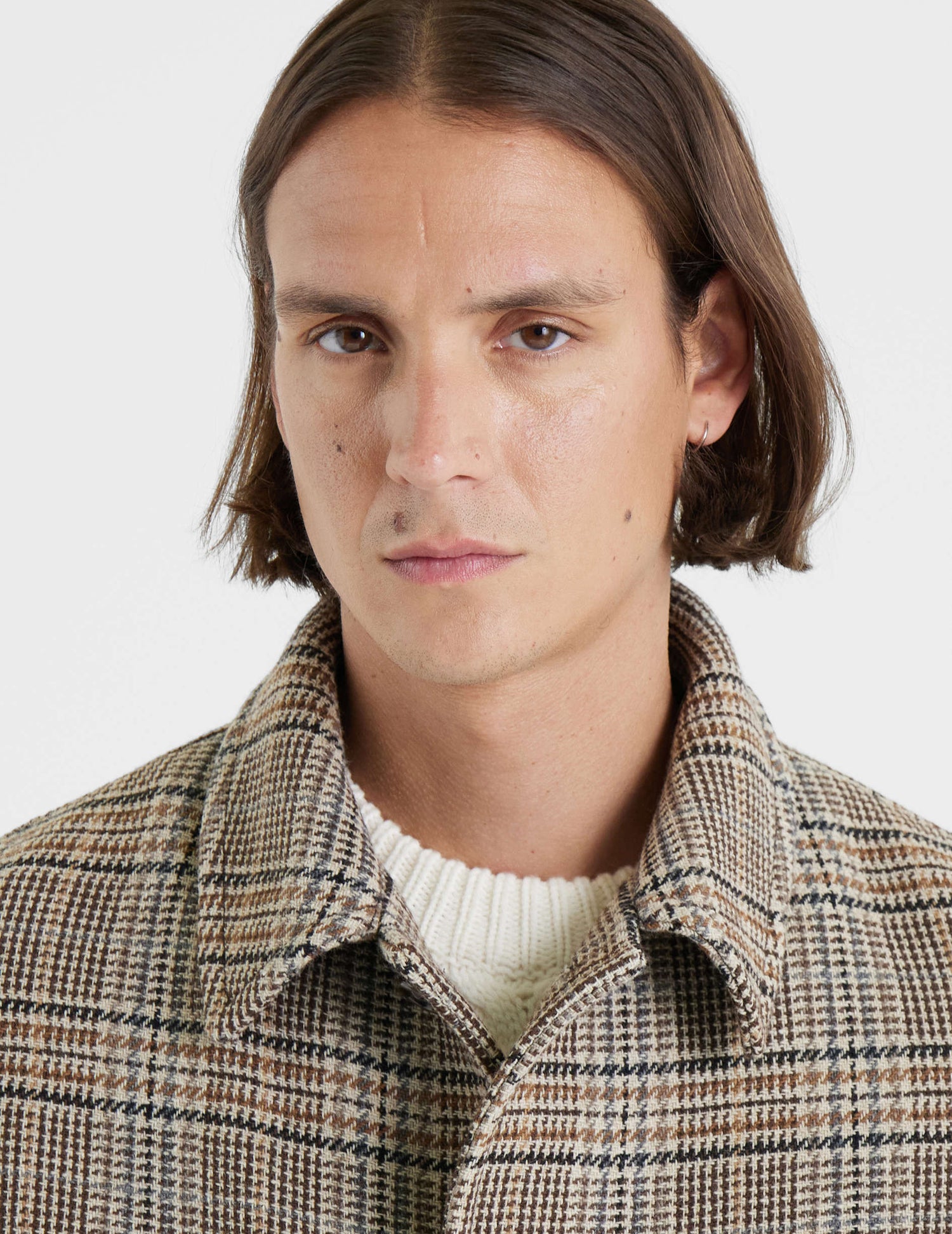 Emilio coat in brown checked woolen cloth - woolen cloth#5