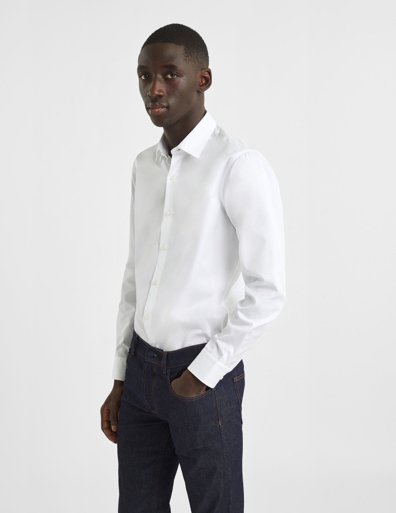 Semi-fitted white shirt - Twill - Figaret Collar#3