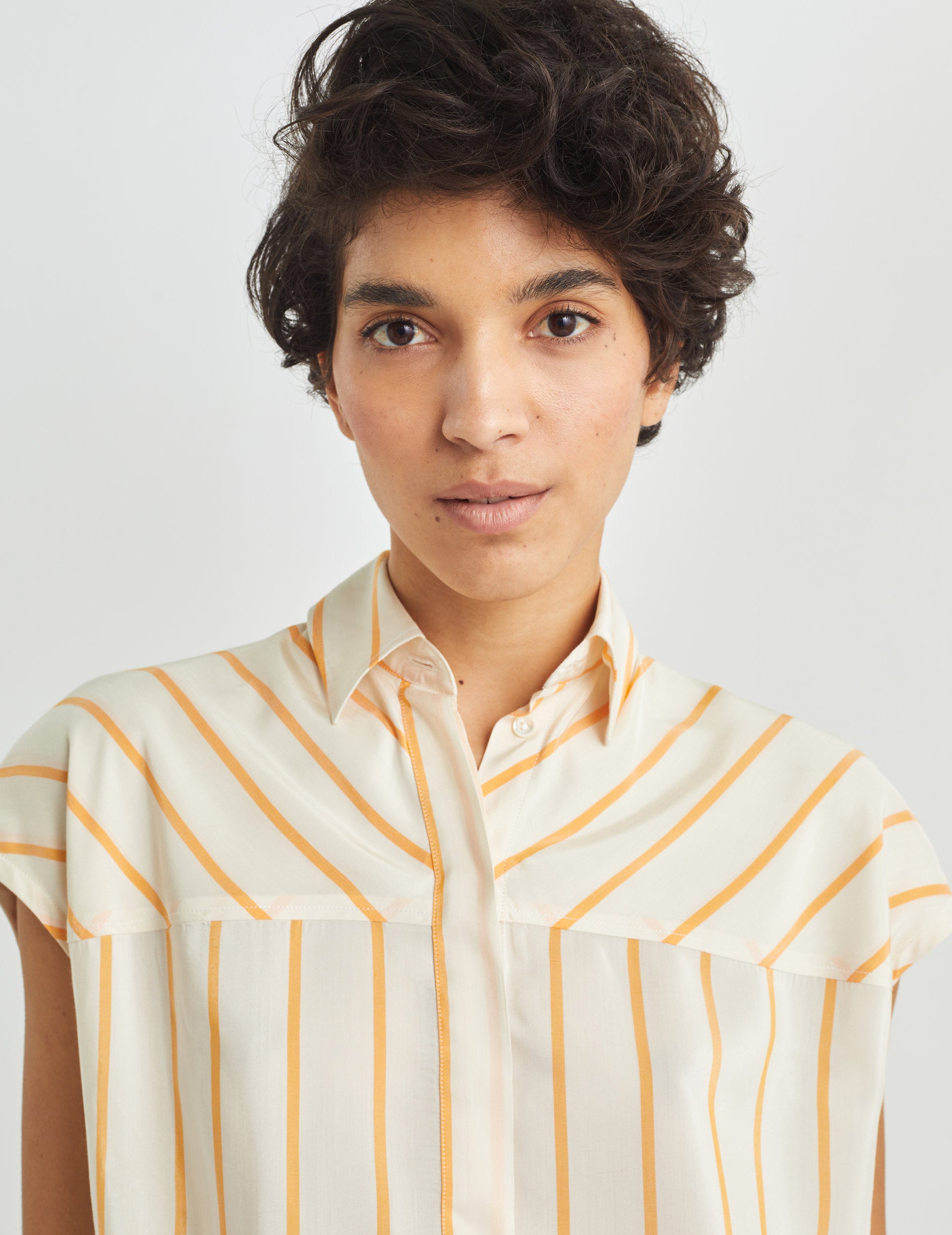 Djenny yellow striped oversize blouse - Viscose