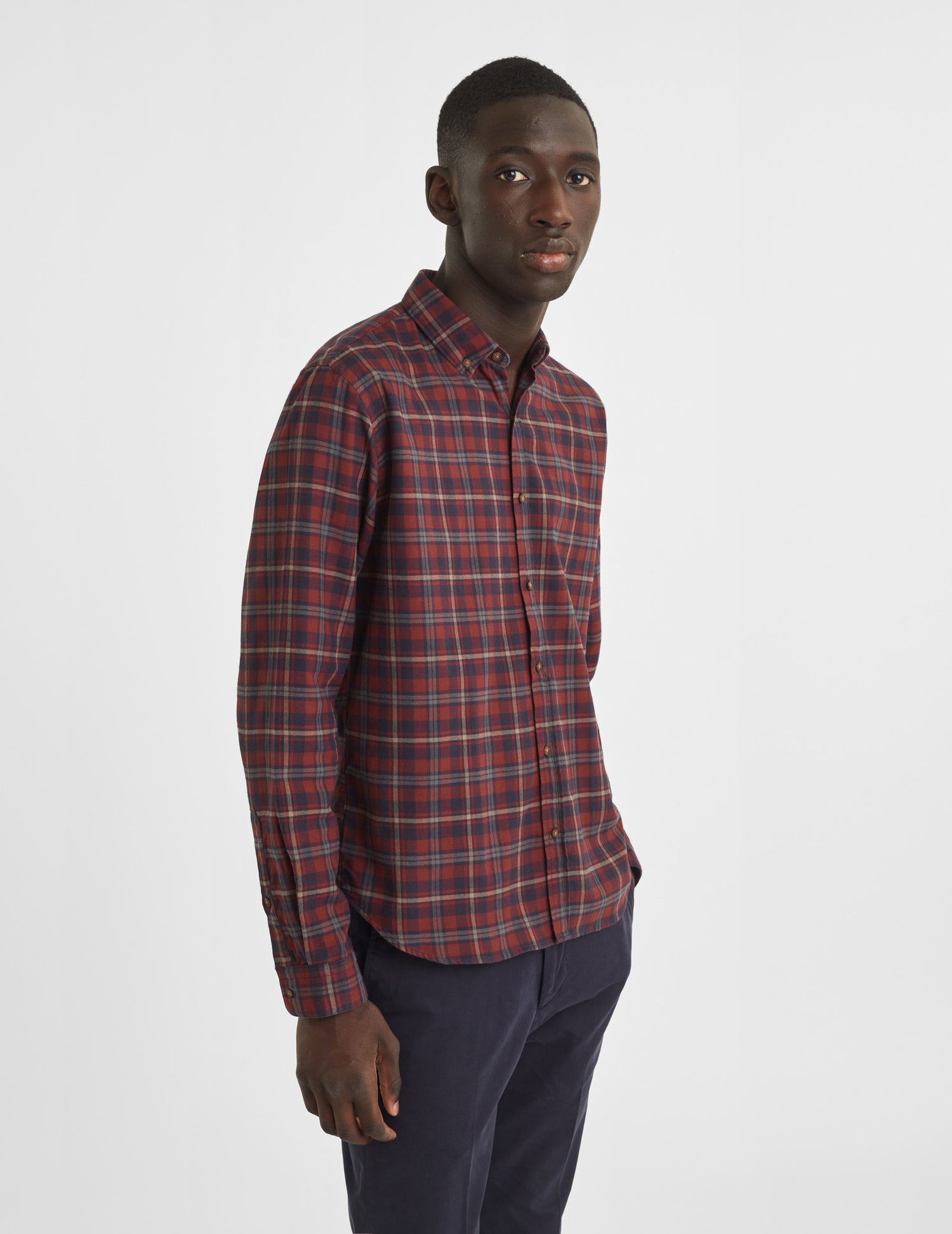 Chemise Gaspard à carreaux rouges - Flanelle - Col Américain#2