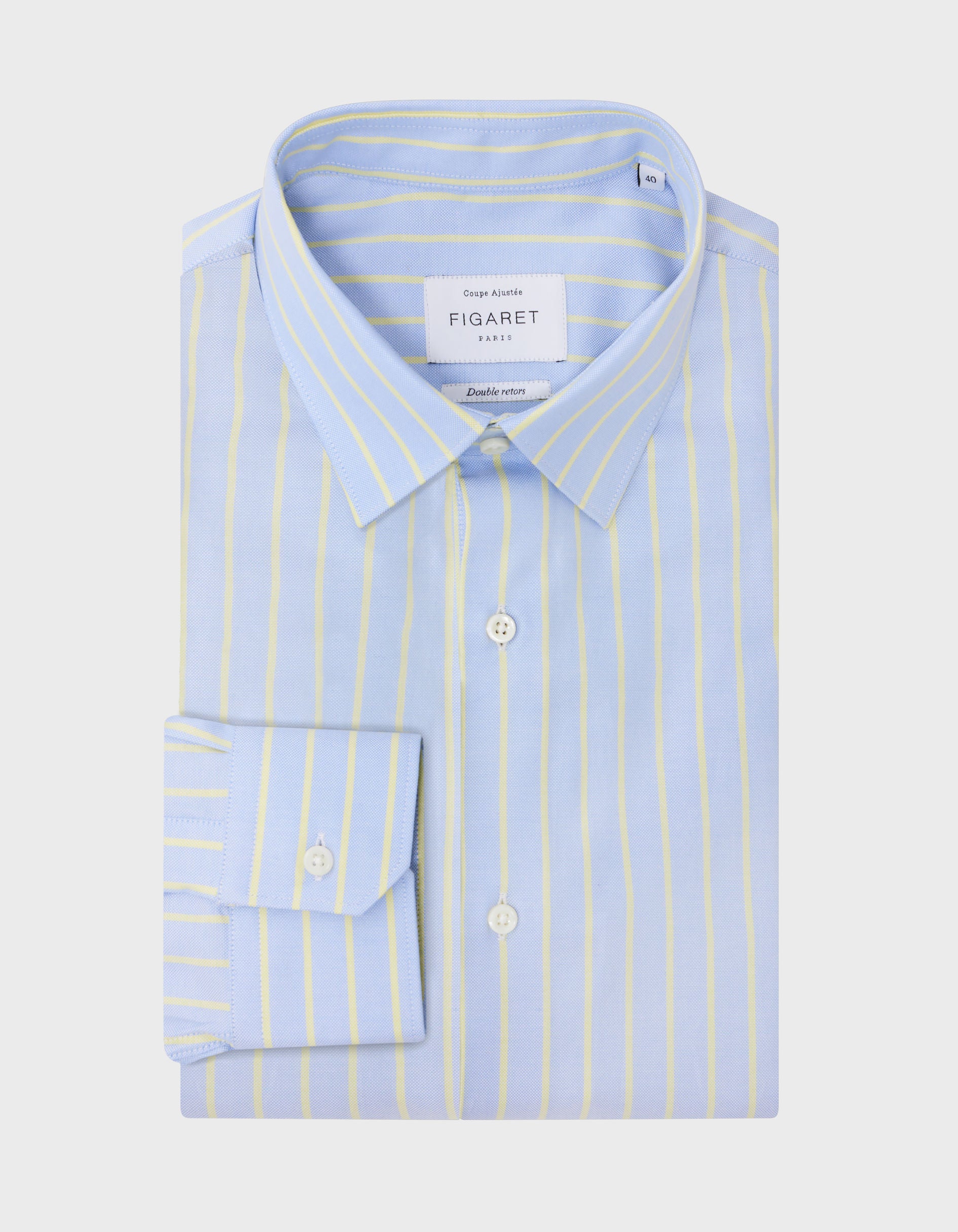 Blue striped fitted shirt - Pinpoint - Figaret Collar