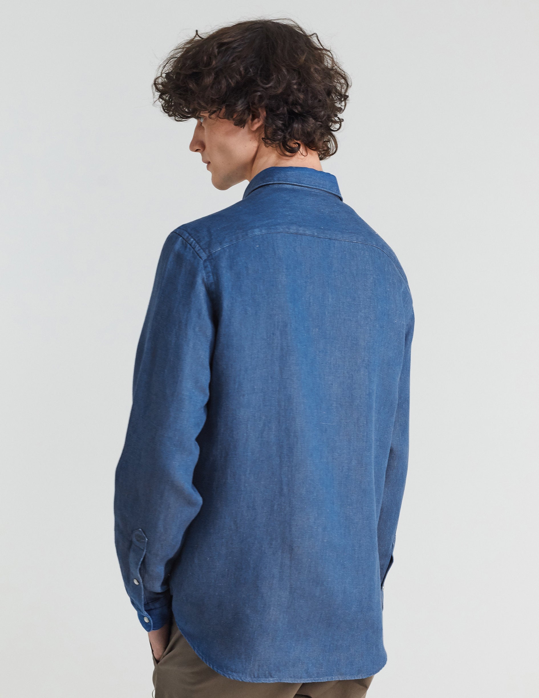 Chemise Barnabé en lyocell bleu denim - Denim - Col Français