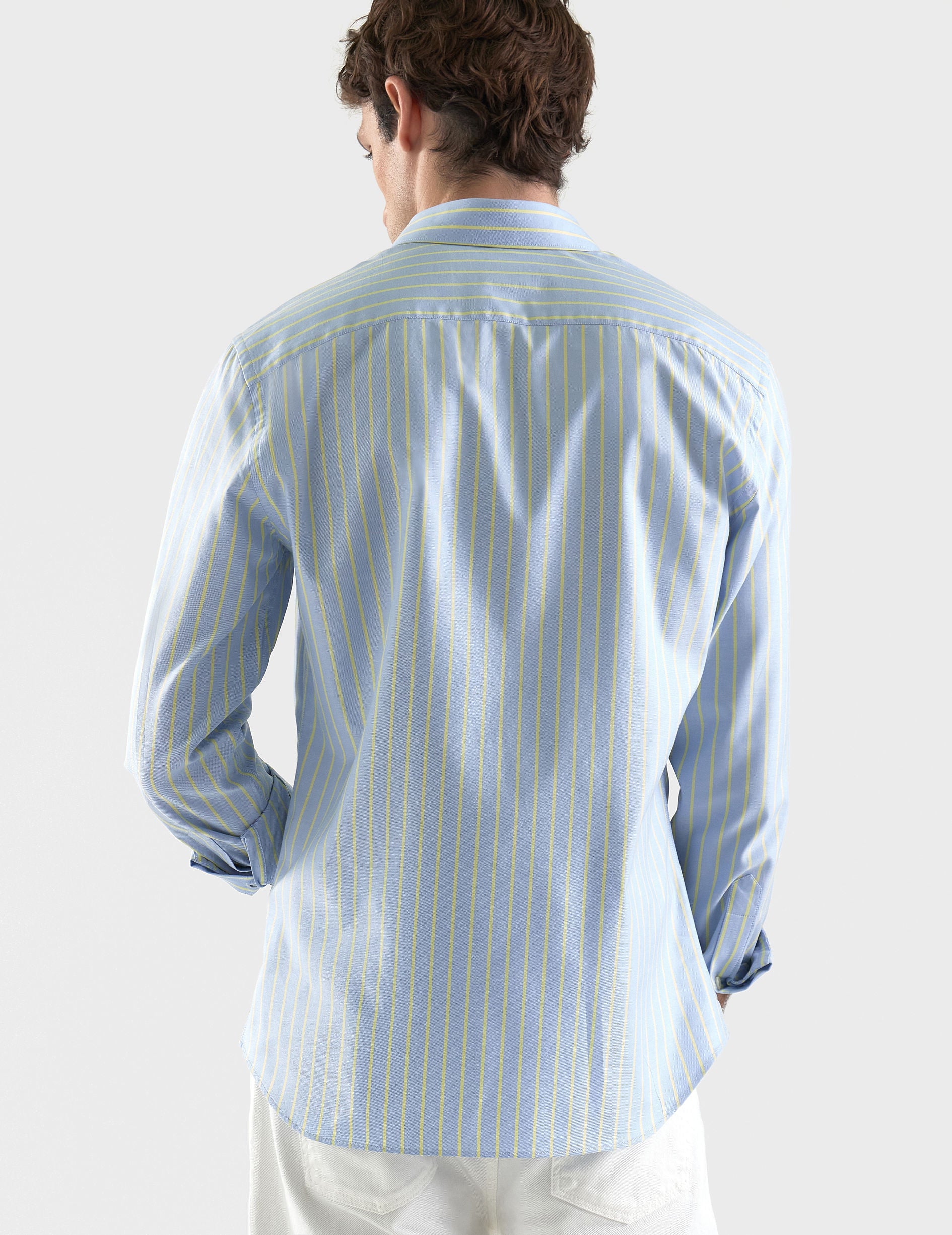 Blue striped fitted shirt - Pinpoint - Figaret Collar