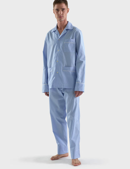 Blue striped poplin Louis pajamas