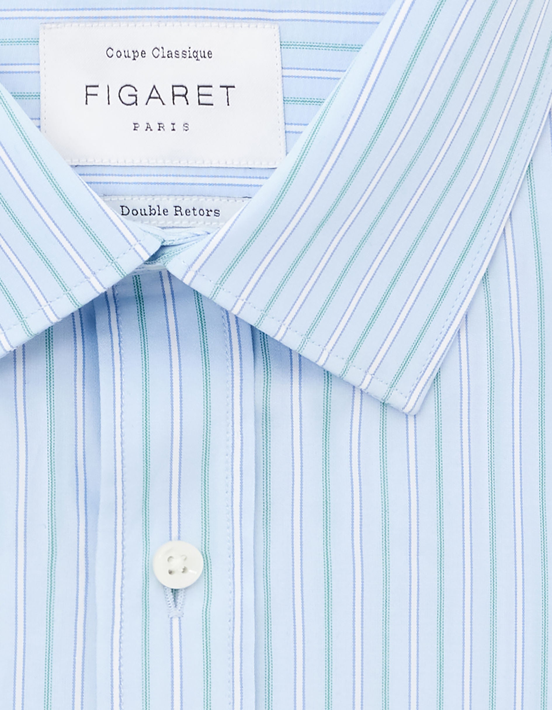 Blue Striped Classic Shirt - Poplin - Figaret Collar