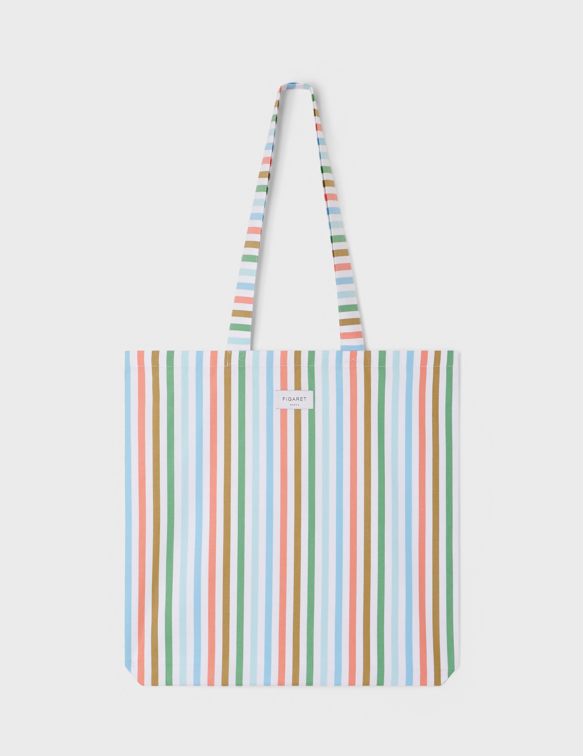 Multicolored striped poplin tote bag - Matthieu Venot x Figaret