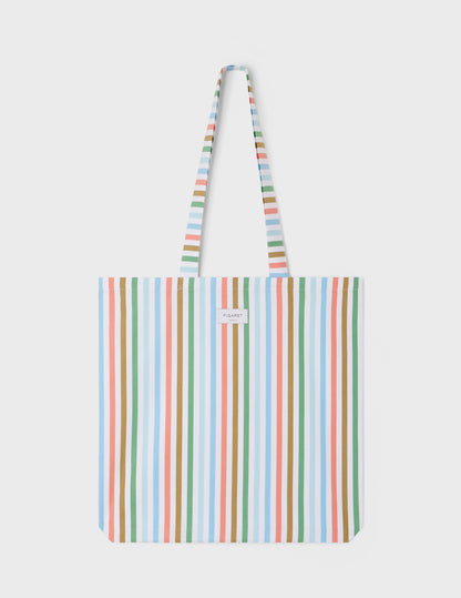 Multicolored striped poplin tote bag - Matthieu Venot x Figaret