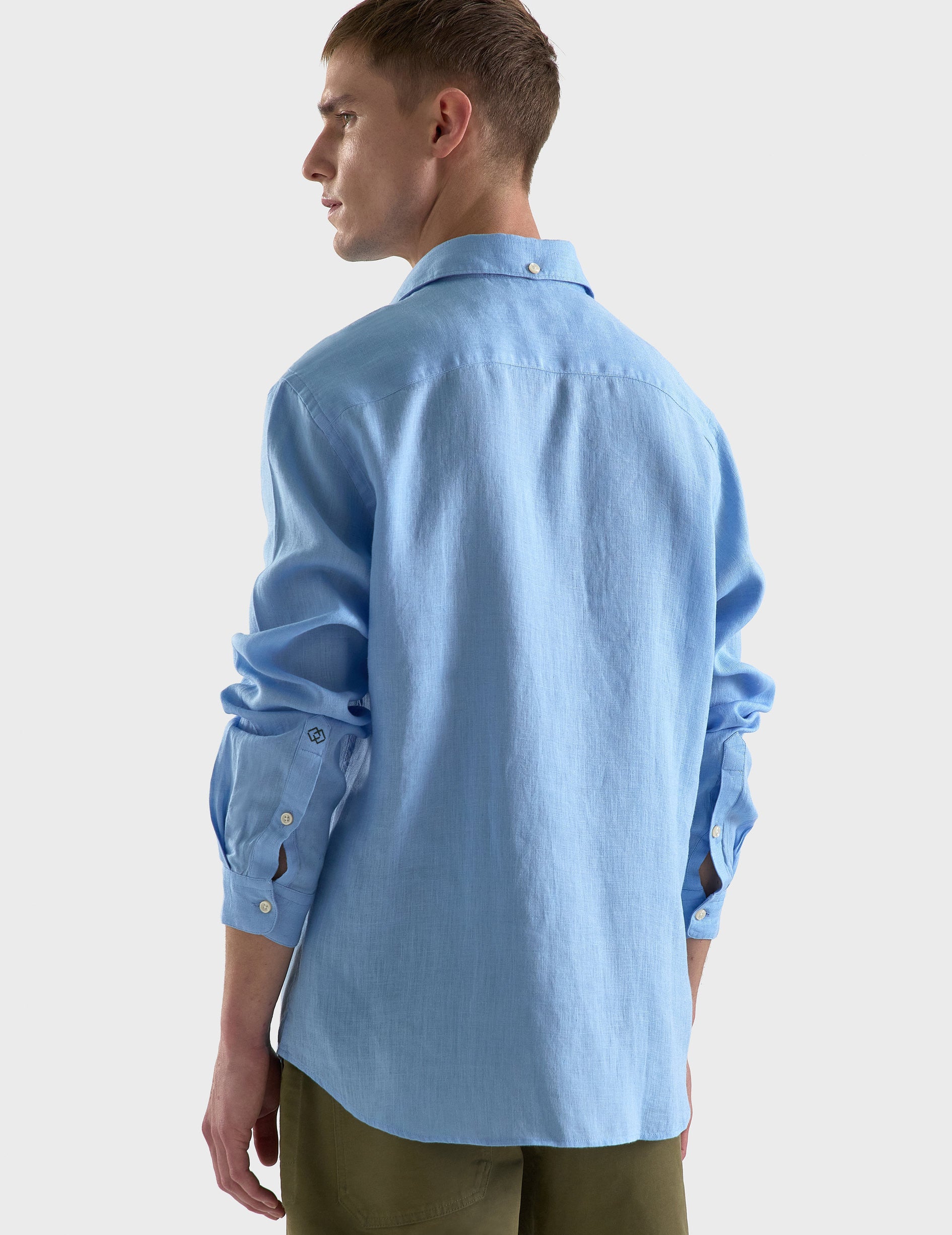 Aristote shirt in light blue linen - Linen - Italian Collar