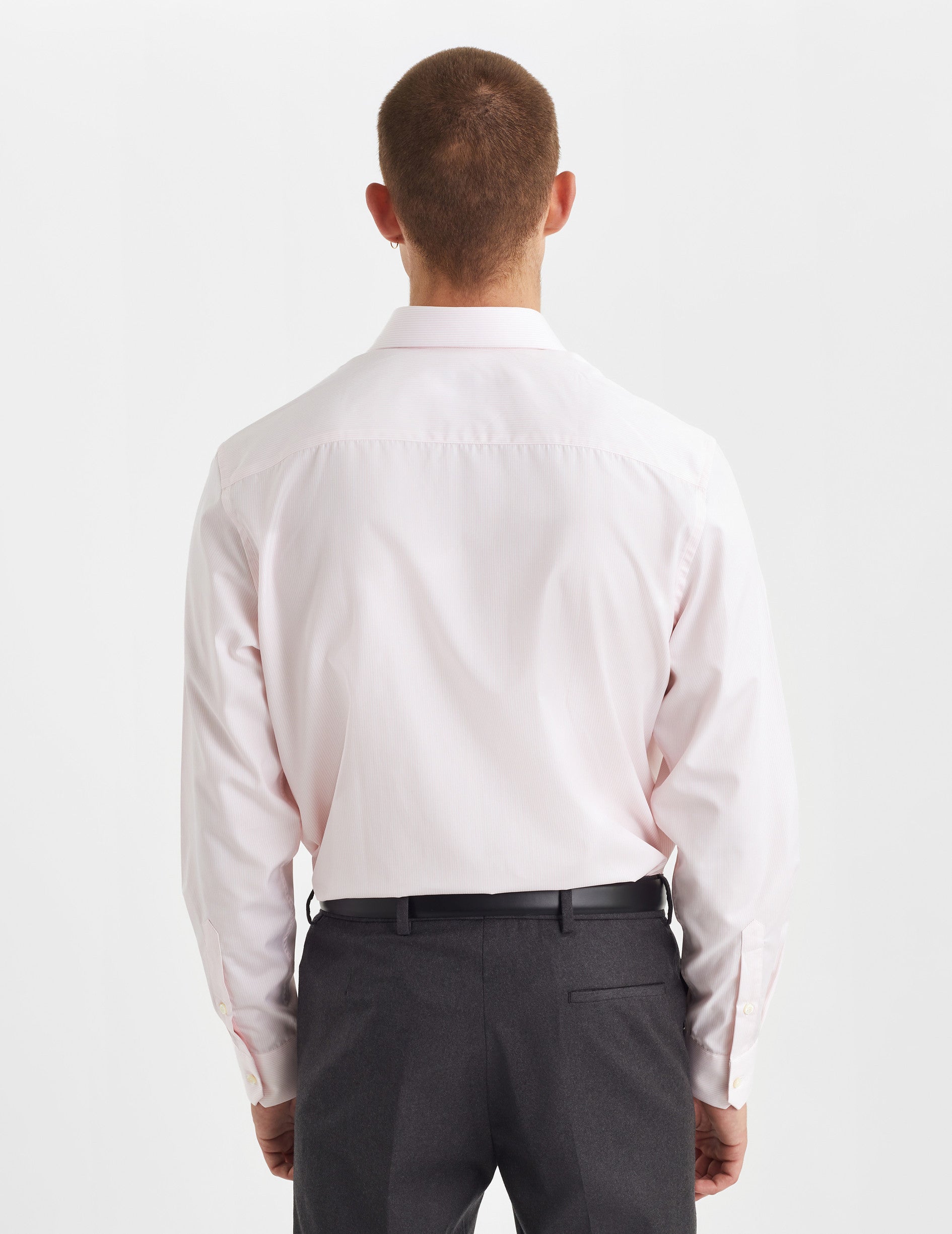 Semi-fitted pink striped shirt - Poplin - Italian Collar