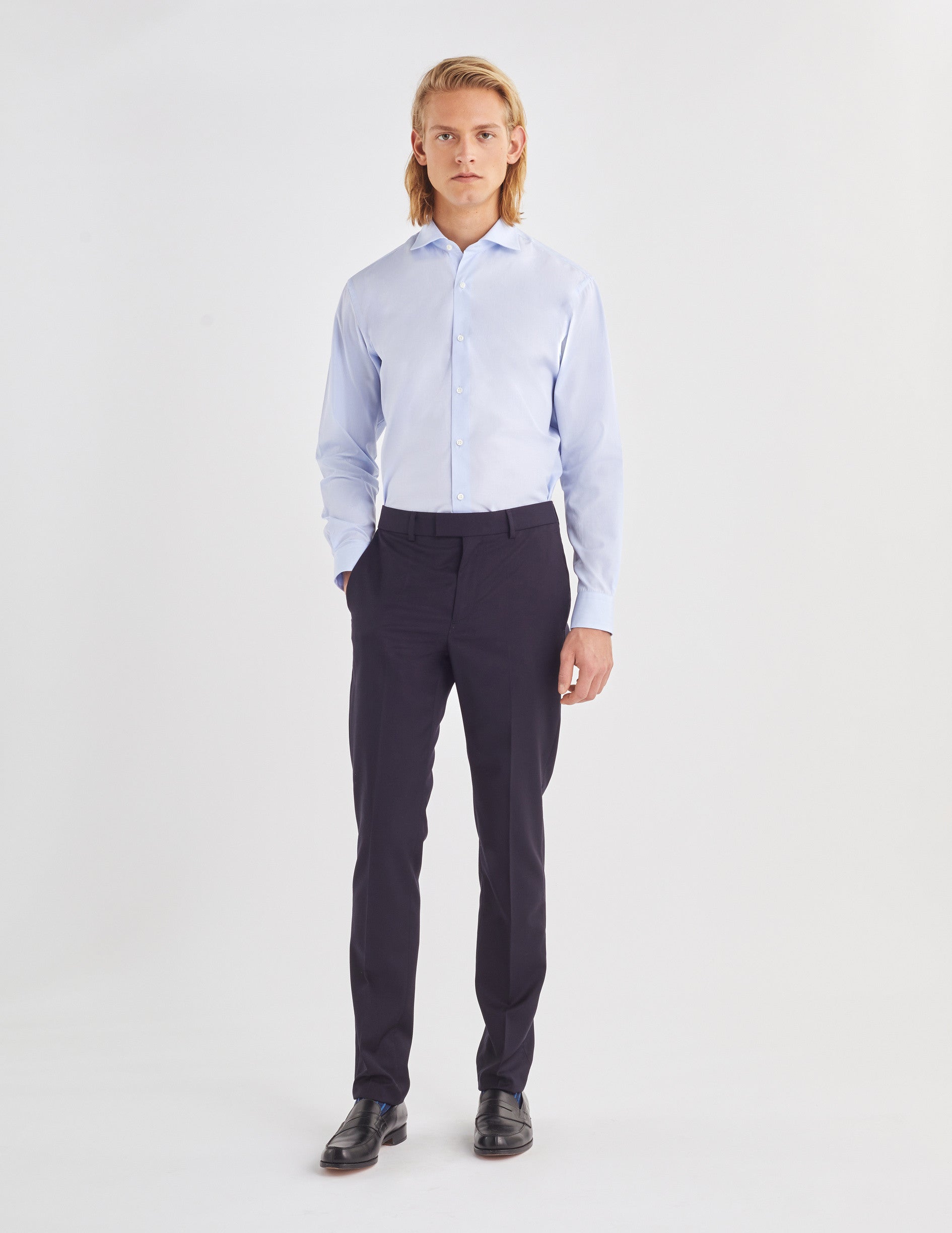 Classic blue shirt - Wire to wire - Italian Collar