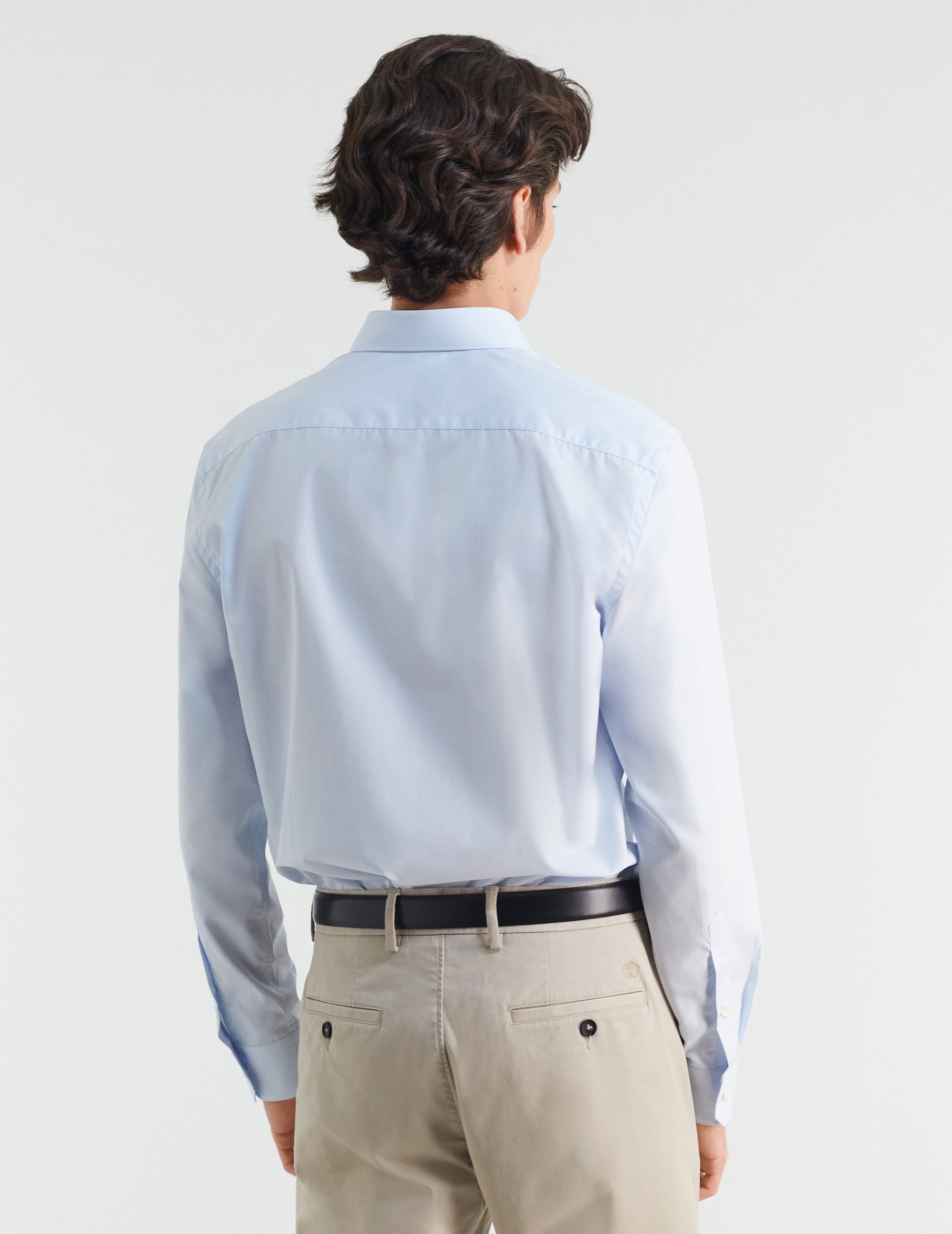 Fitted blue shirt - Poplin - Figaret Collar