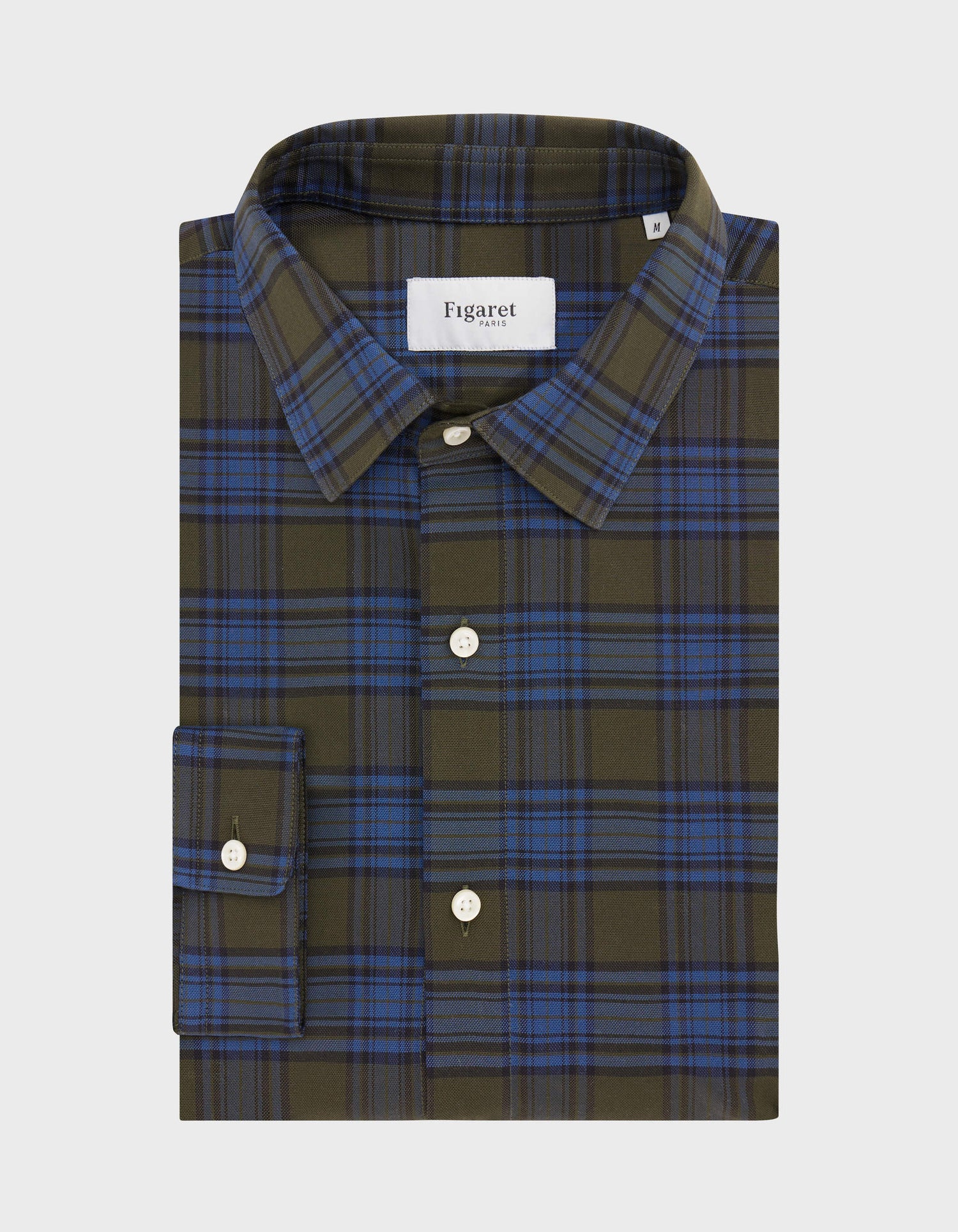 Auguste checkered khaki shirt - Oxford - French Collar