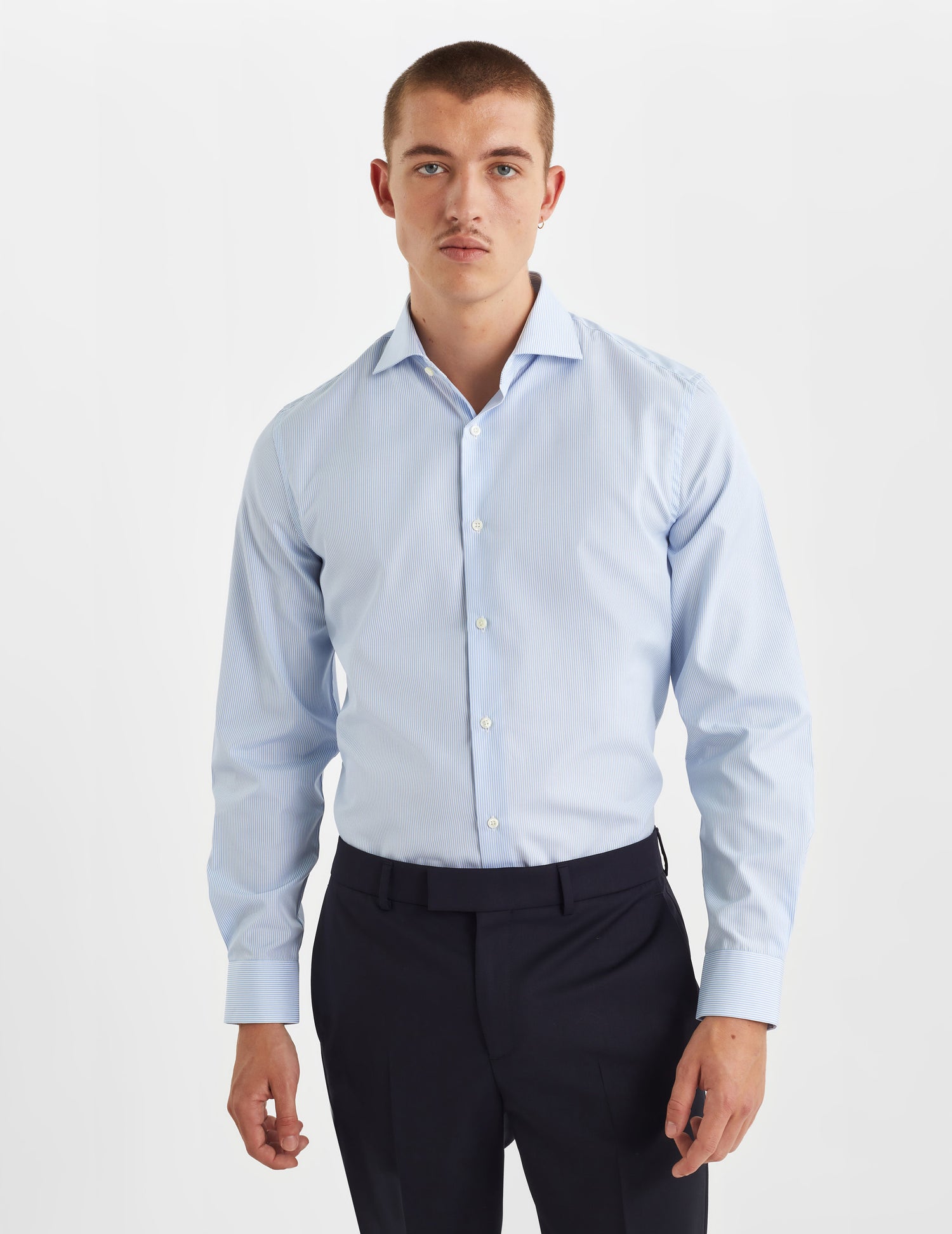 Fitted blue striped shirt - Poplin - Italian Collar#3