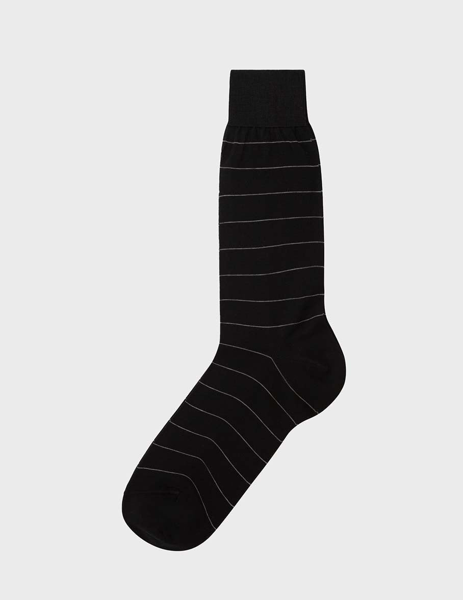 Chaussettes en fil d'Ecosse noir rayé