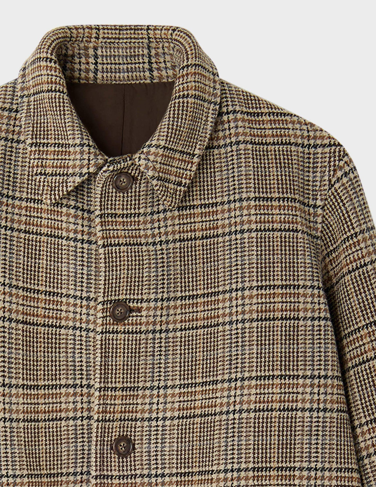 Emilio coat in brown checked woolen cloth - woolen cloth#7