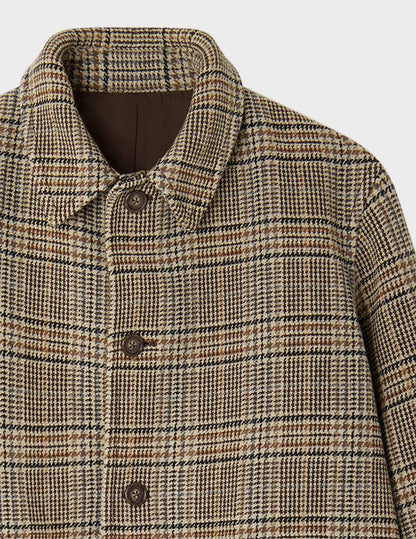 Emilio coat in brown checked woolen cloth