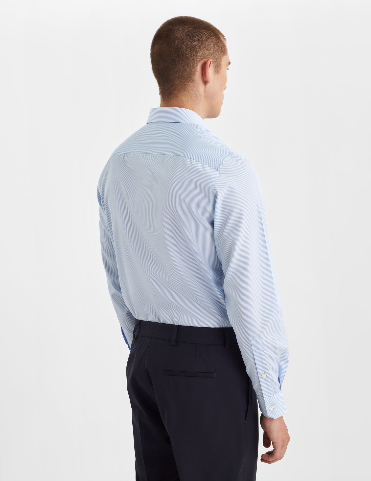 Fitted blue striped shirt - Poplin - Italian Collar#4