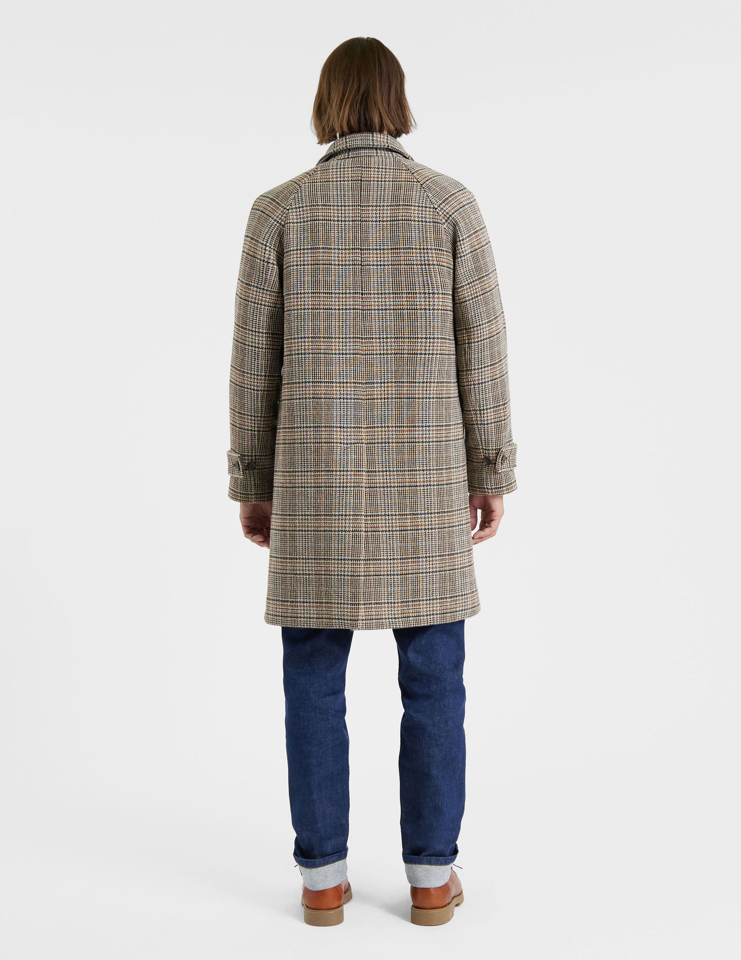 Emilio coat in brown checked woolen cloth - woolen cloth#4