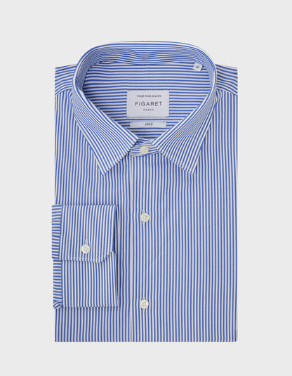 Semi-fitted Prestige navy striped shirt
