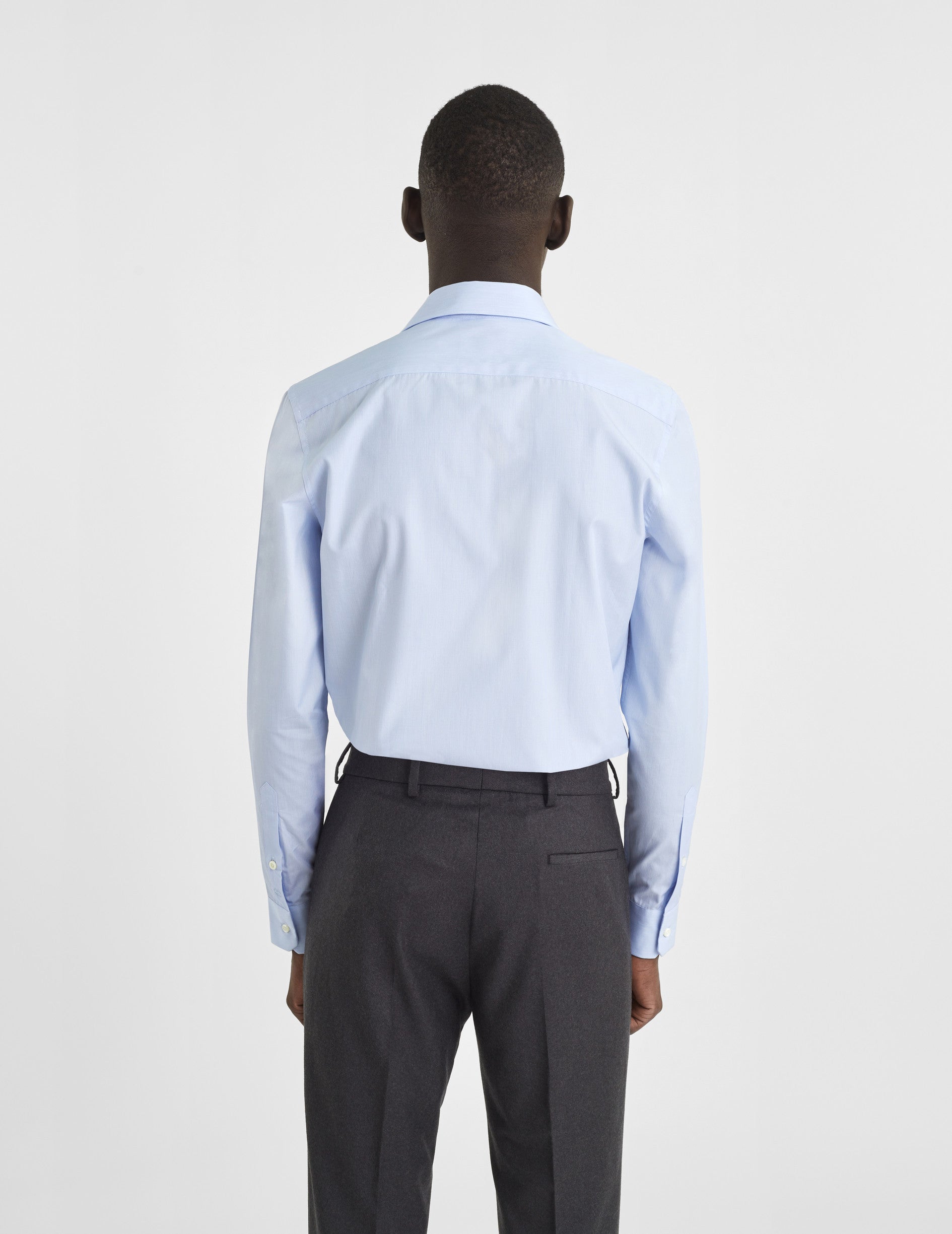 Fitted blue striped shirt - Poplin - Italian Collar