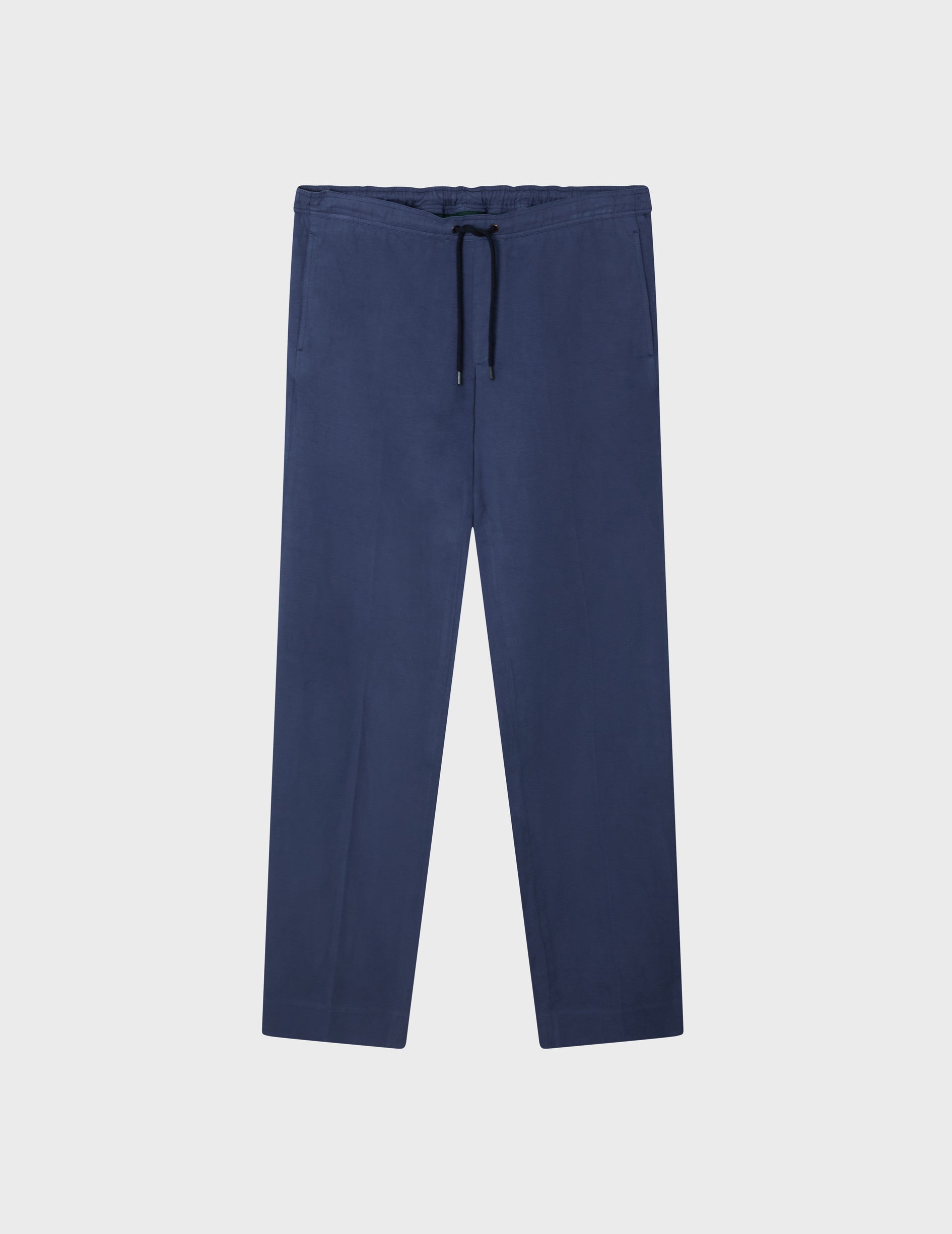 Pantalon Curtis élastiqué en coton et lin bleu