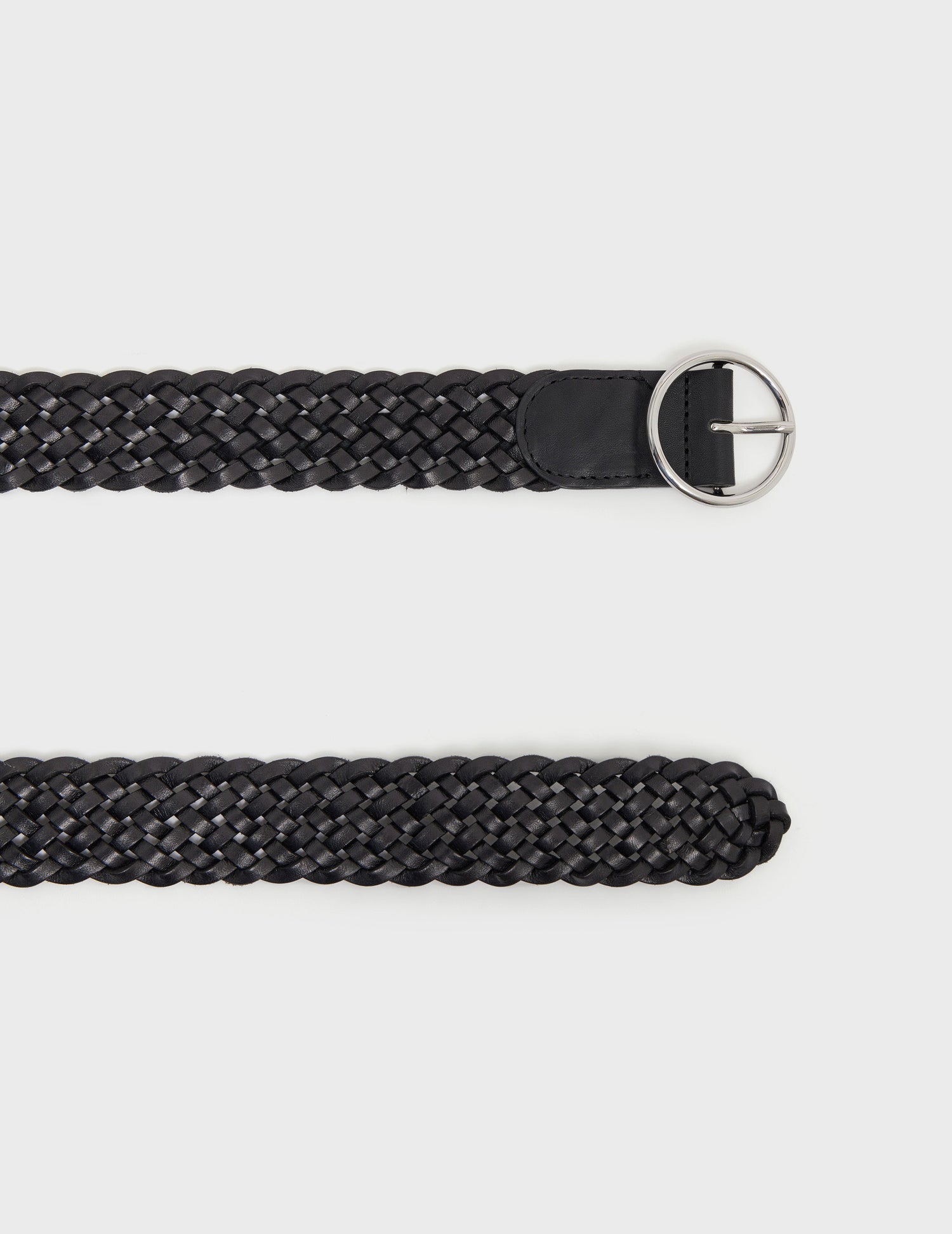 Braided black leather belt