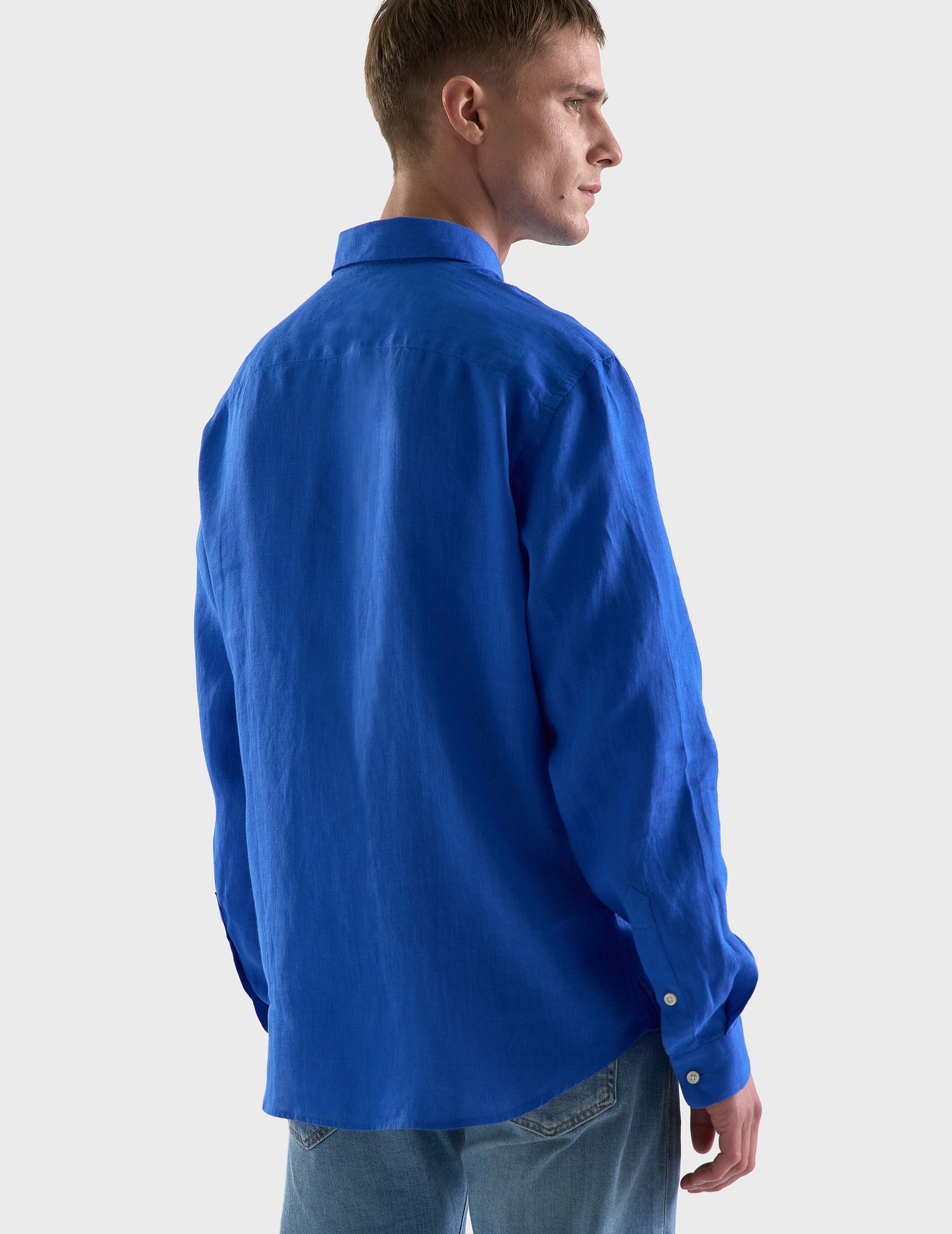Gaspard shirt in intense blue linen - Linen - American Collar#2